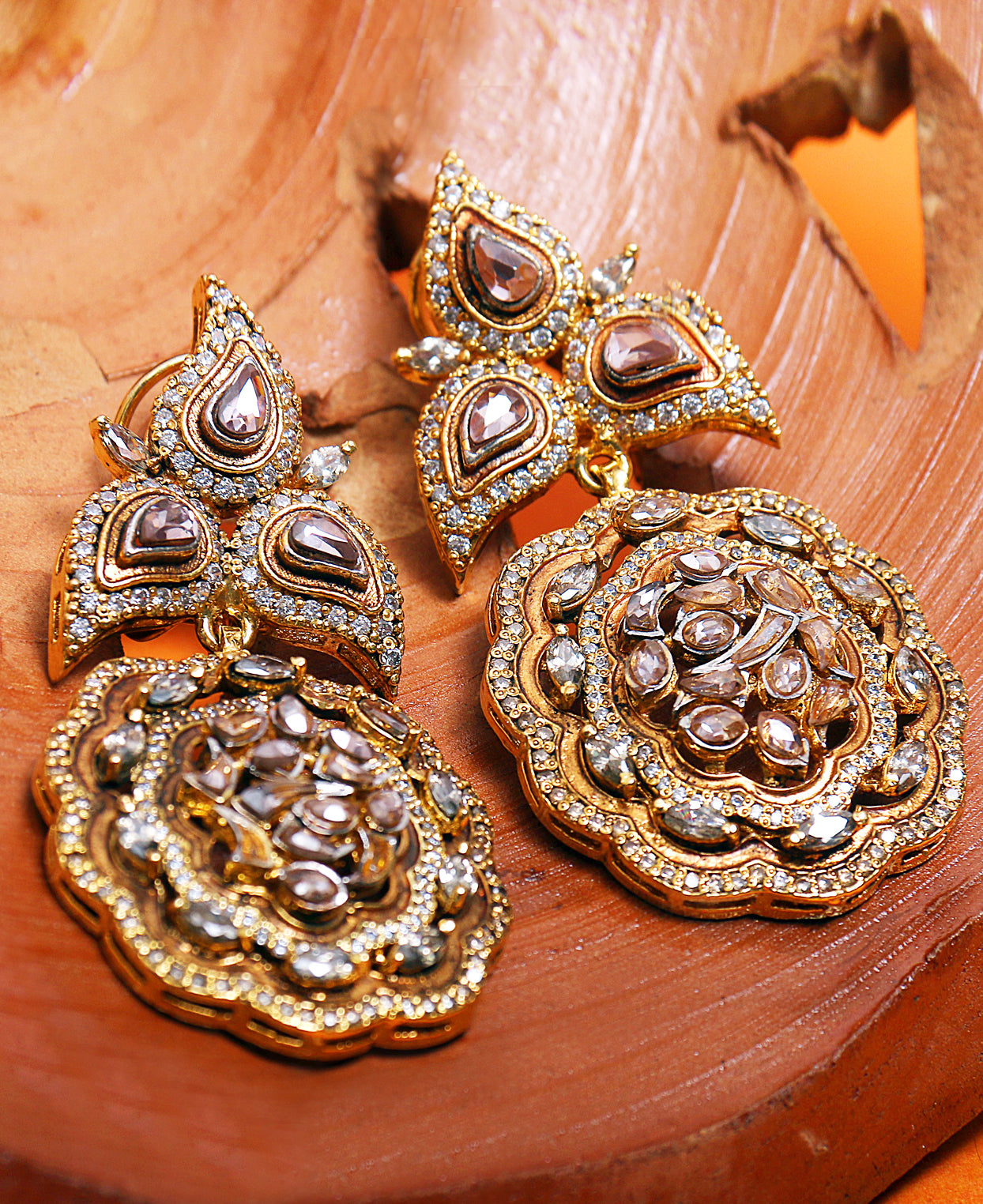 Floral Mena Polki Earrings
