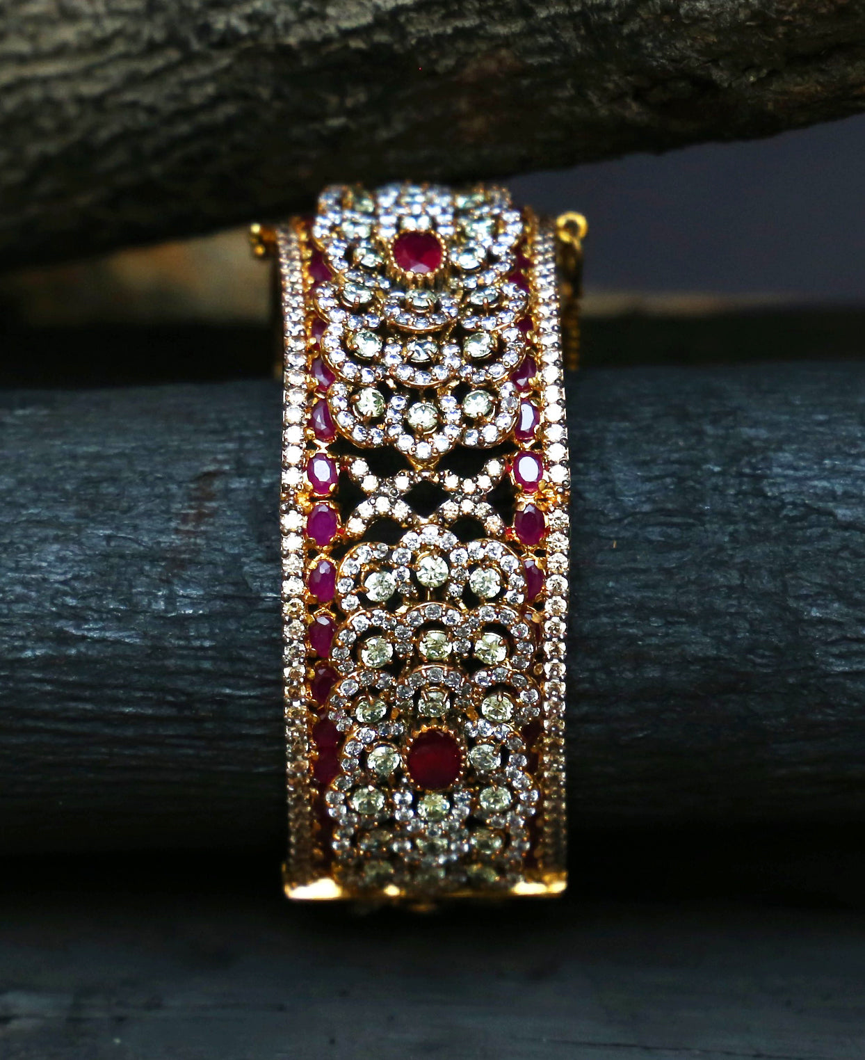 Ruby Zircon Polki Cuff