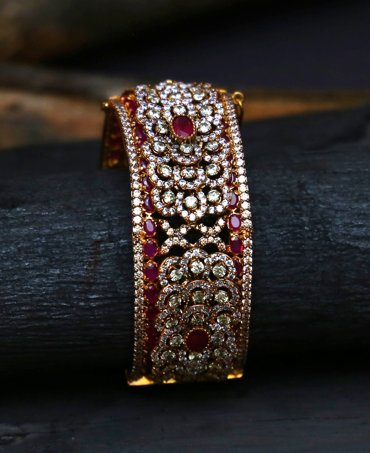 Ruby Zircon Polki Cuff