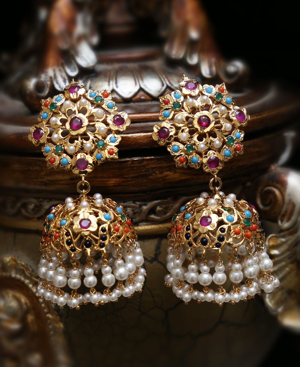 Hyderabadi Traditional Naurattan Jhumkas 2