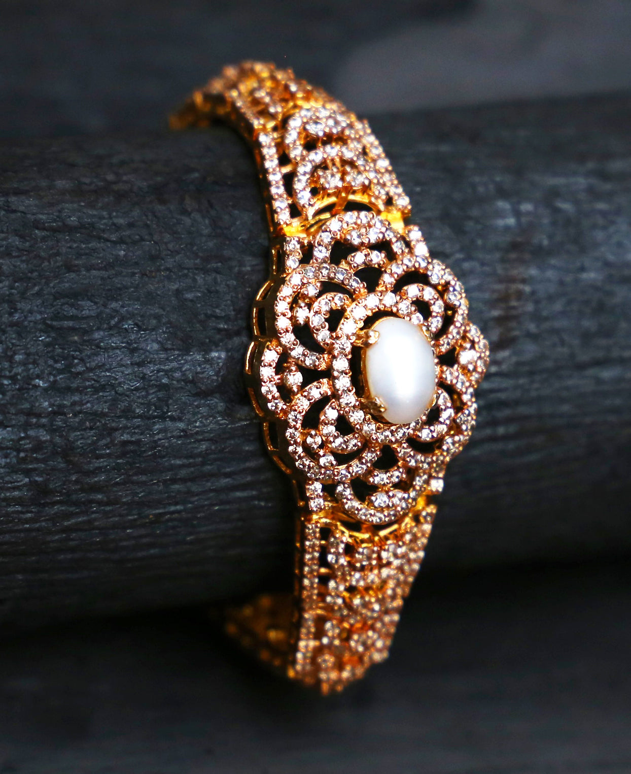 Pearl Zircon Watch Bracelet