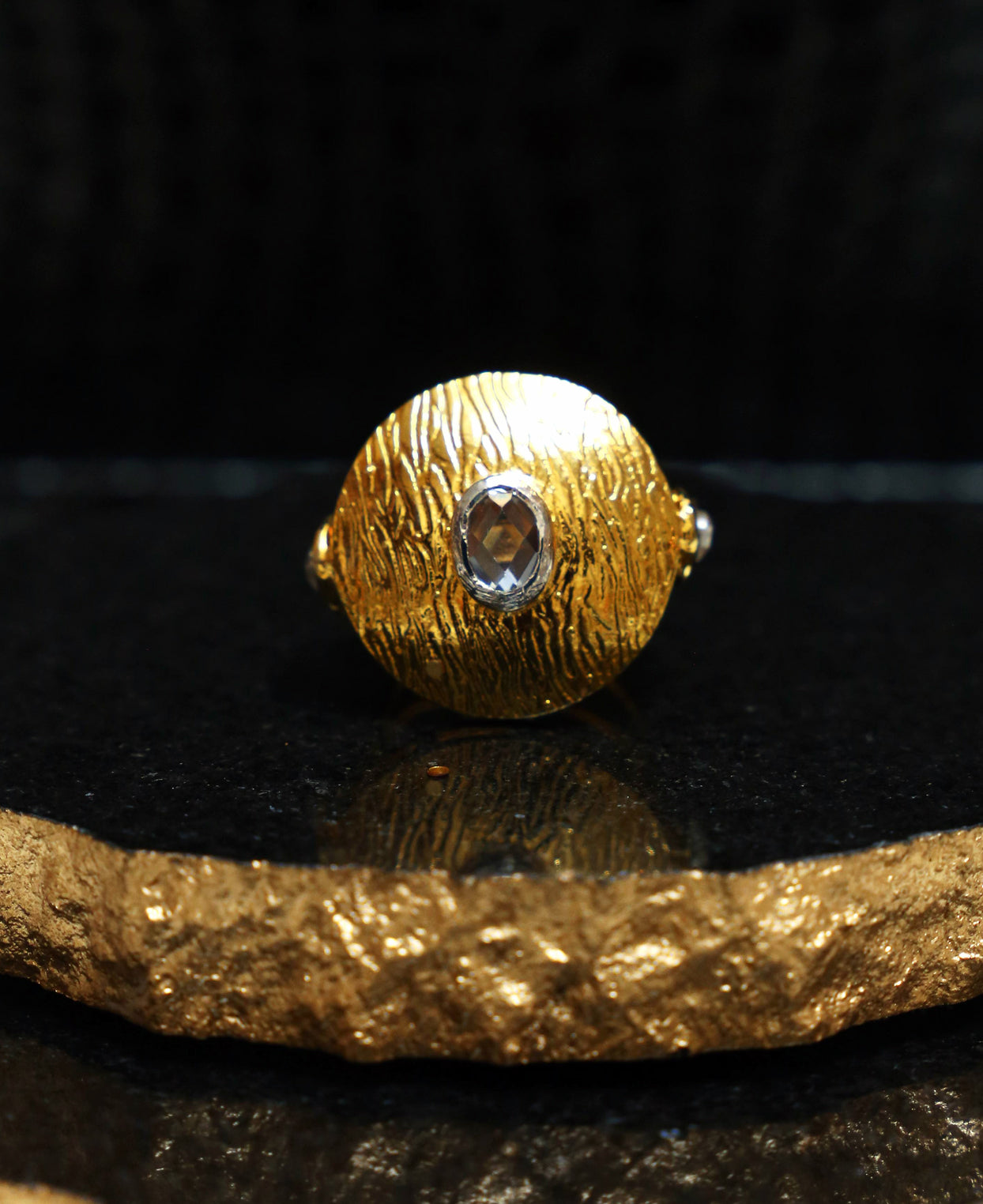 Coin Textured Statement Ring