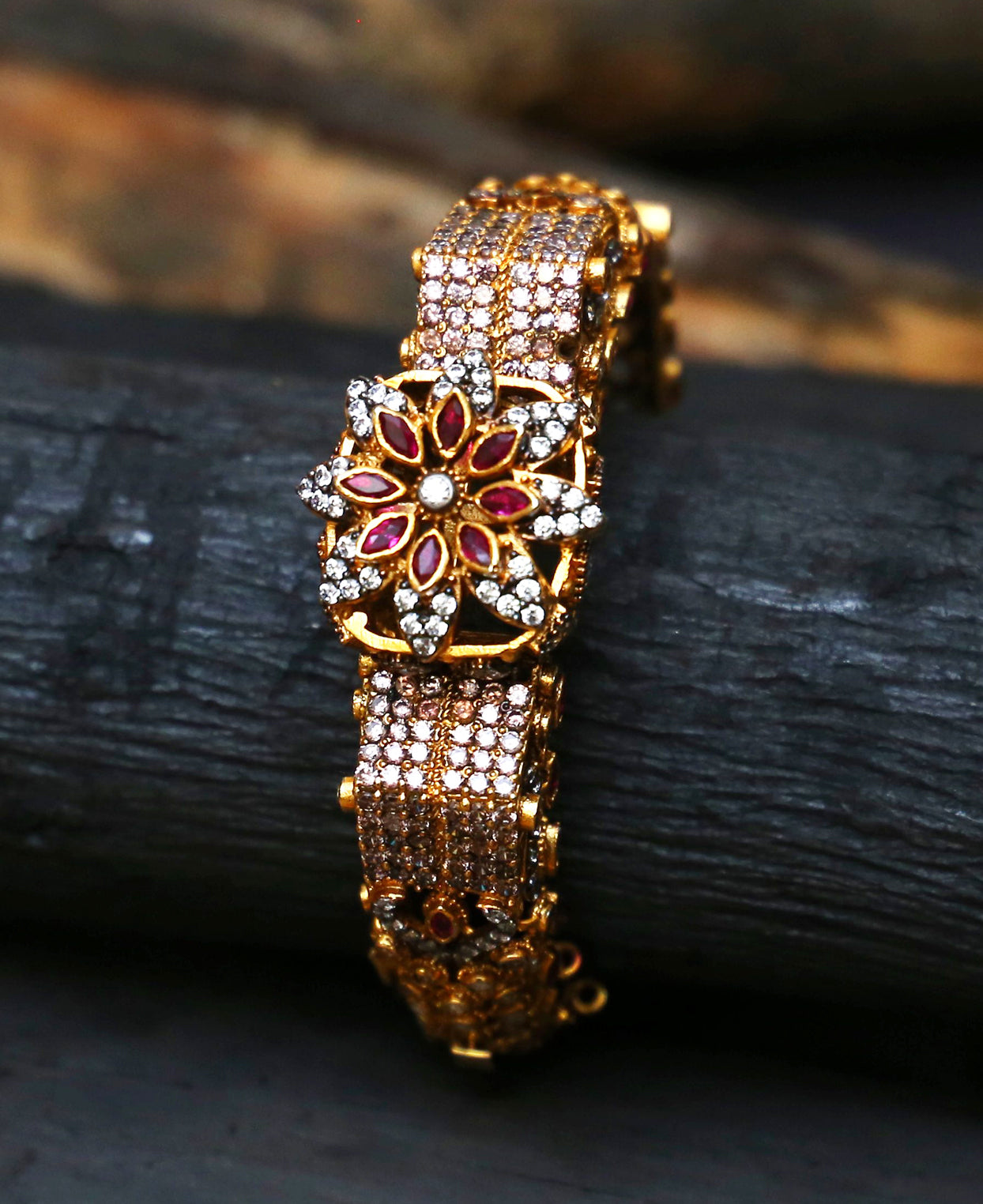 Ruby and Grey Polki Crown Kara