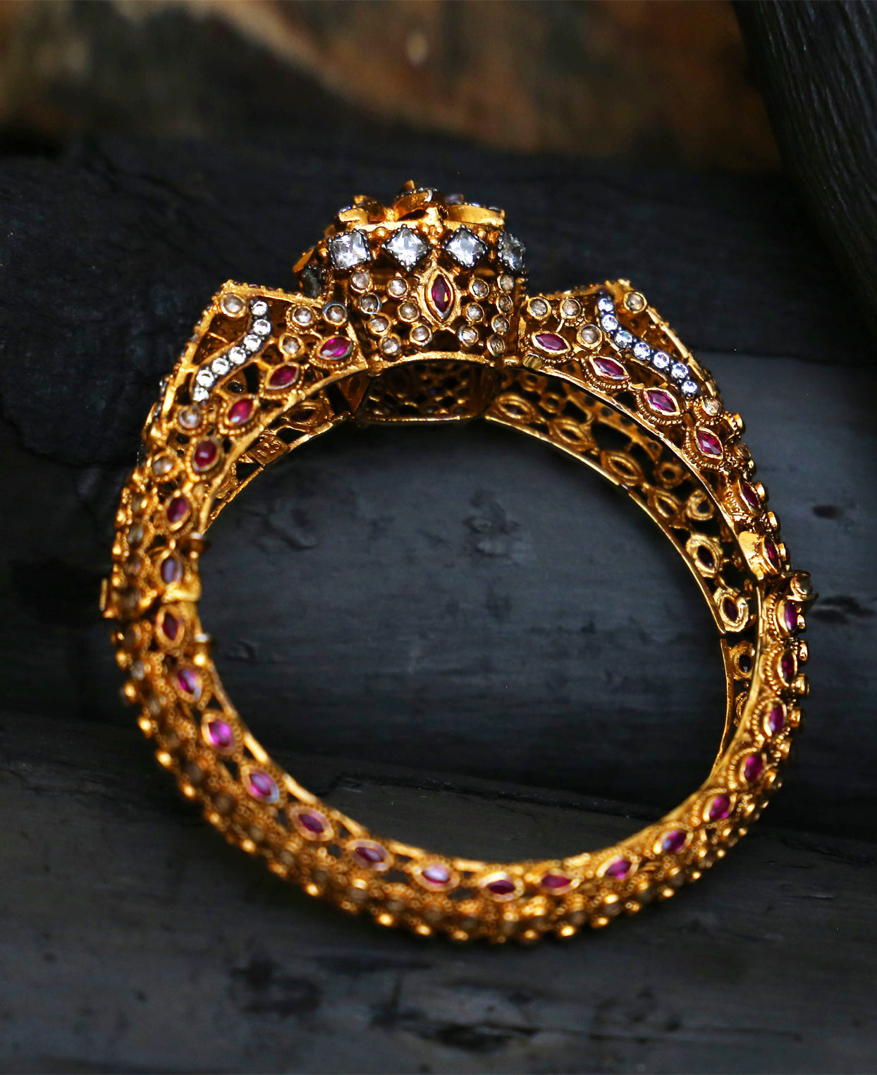 Ruby and Grey Polki Crown Kara