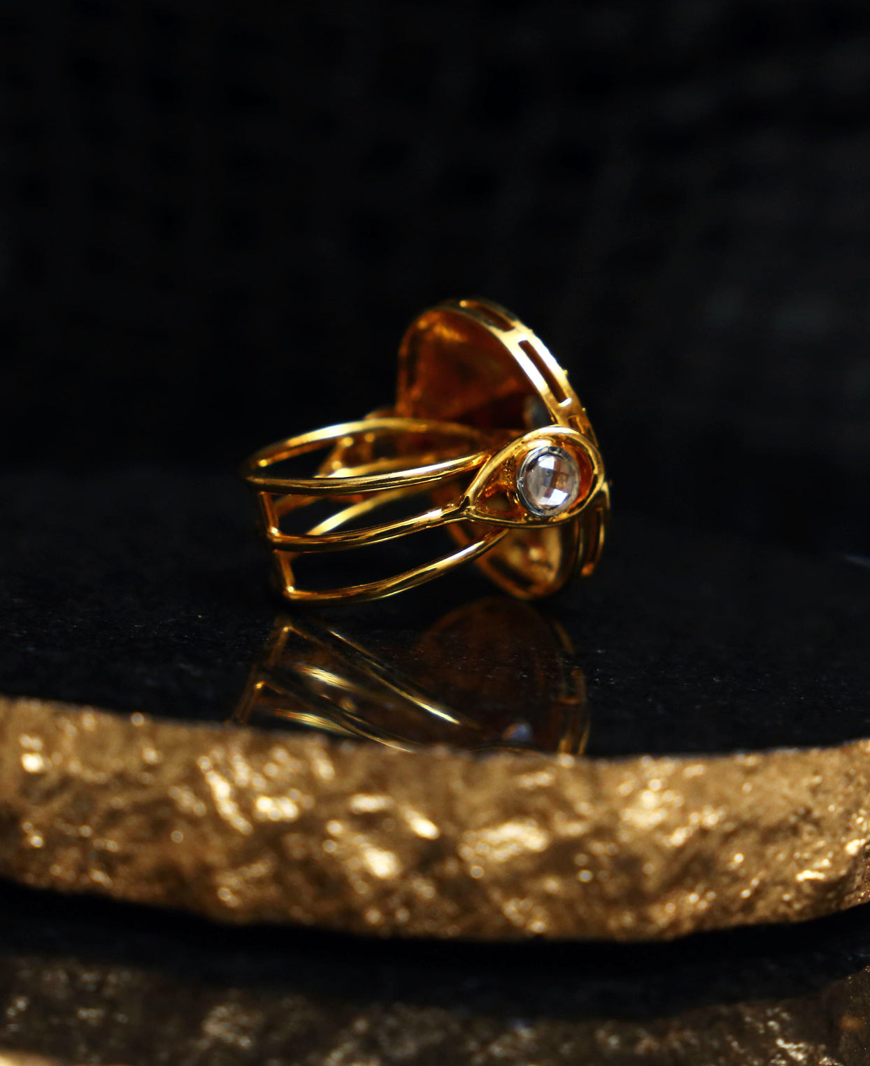 Coin Textured Statement Ring