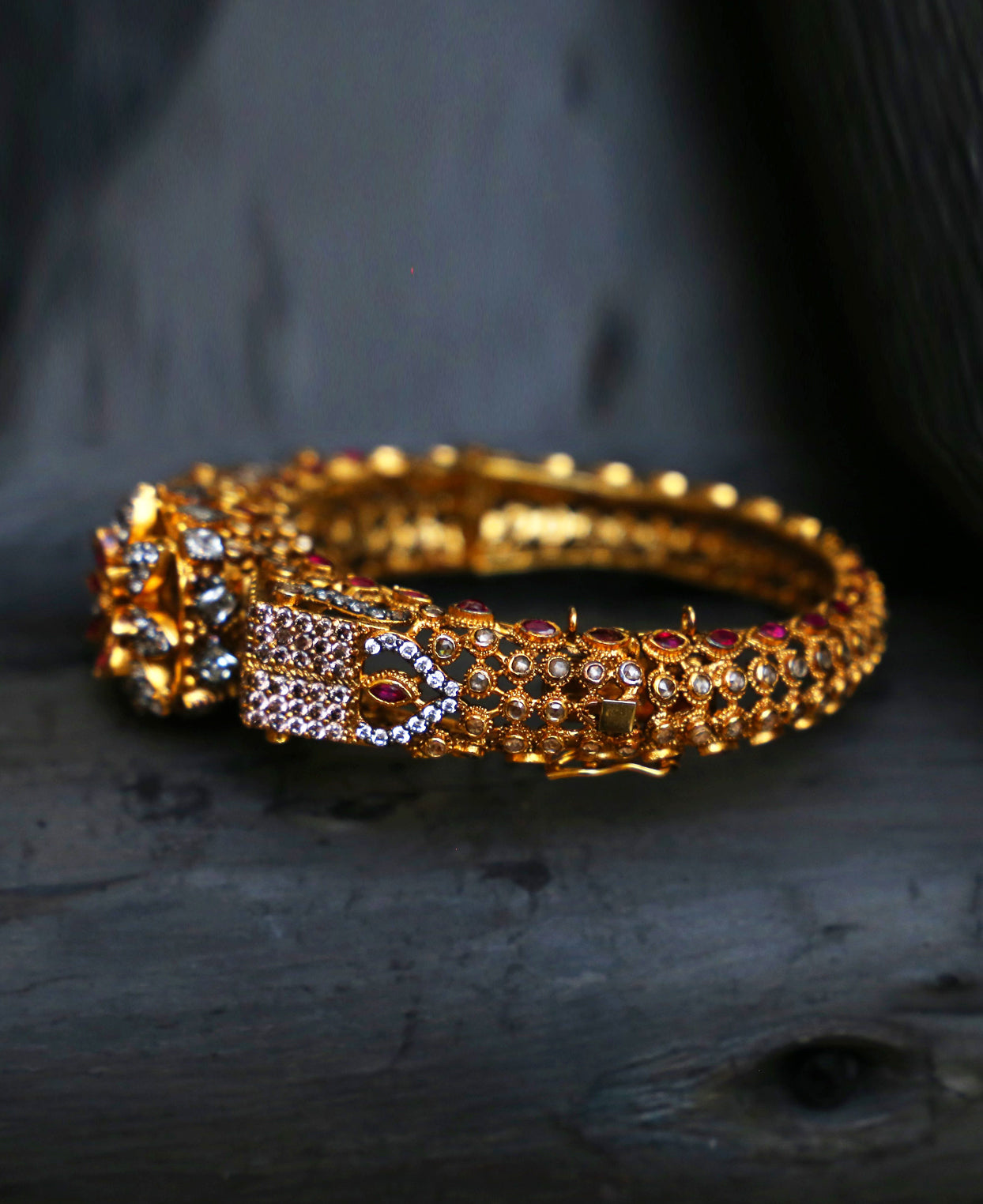 Ruby and Grey Polki Crown Kara