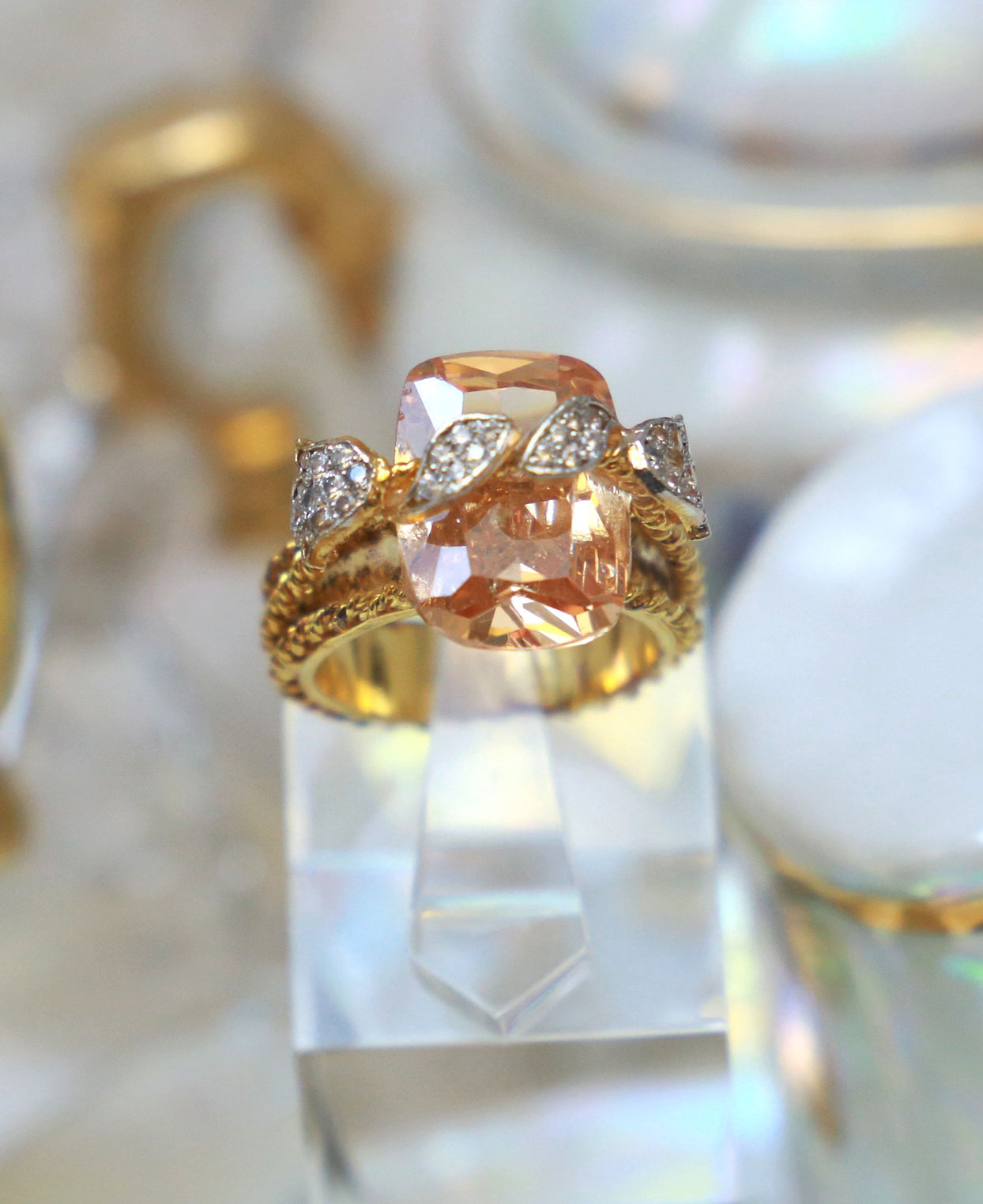 Champagne Braided Cocktail ring