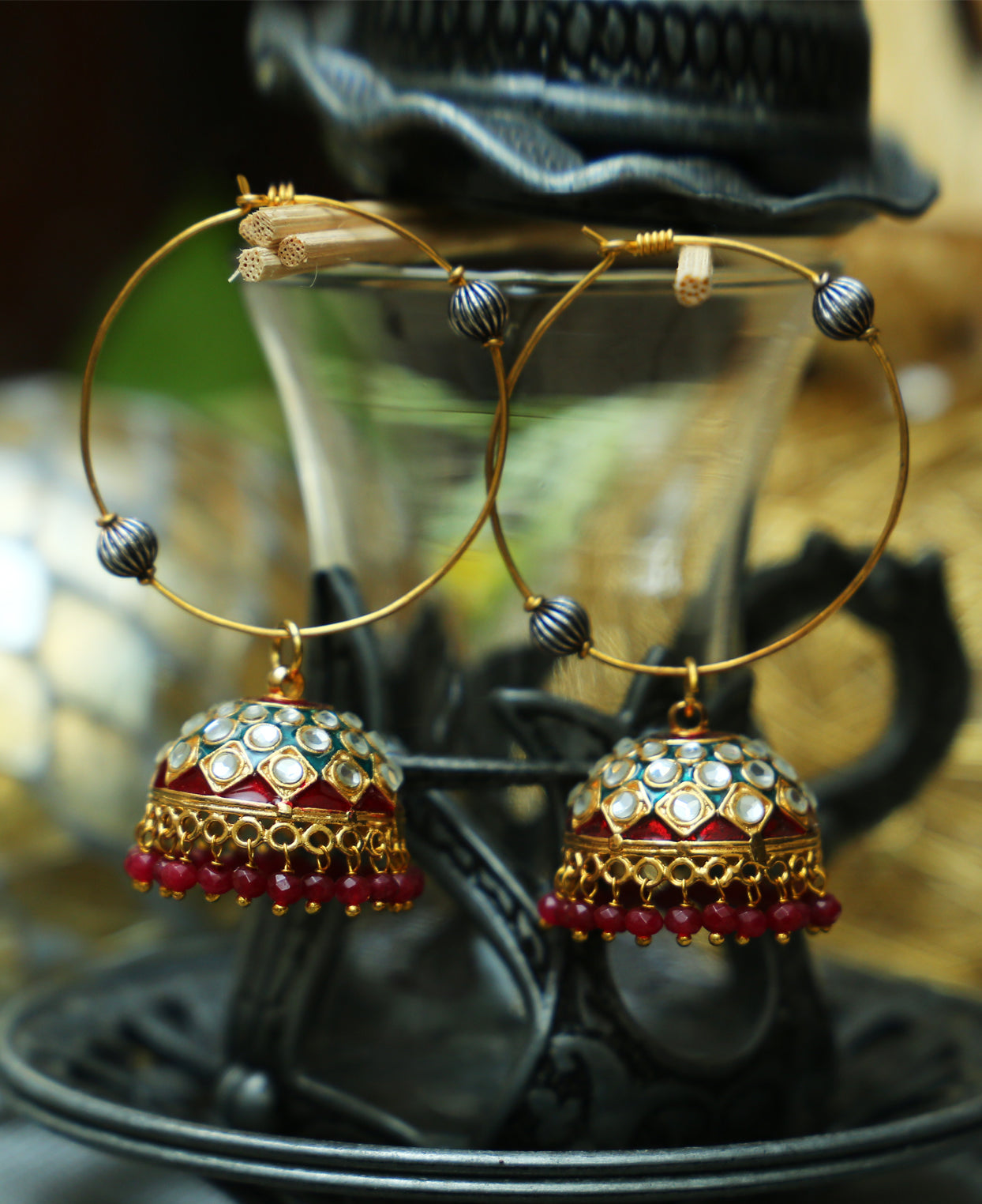 Traditional Kundan bali Jhumkas
