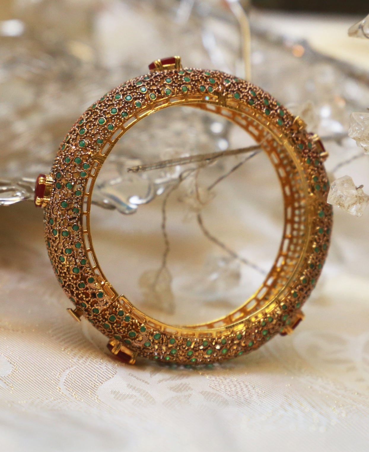 Half Zircon and Polki Kara Online