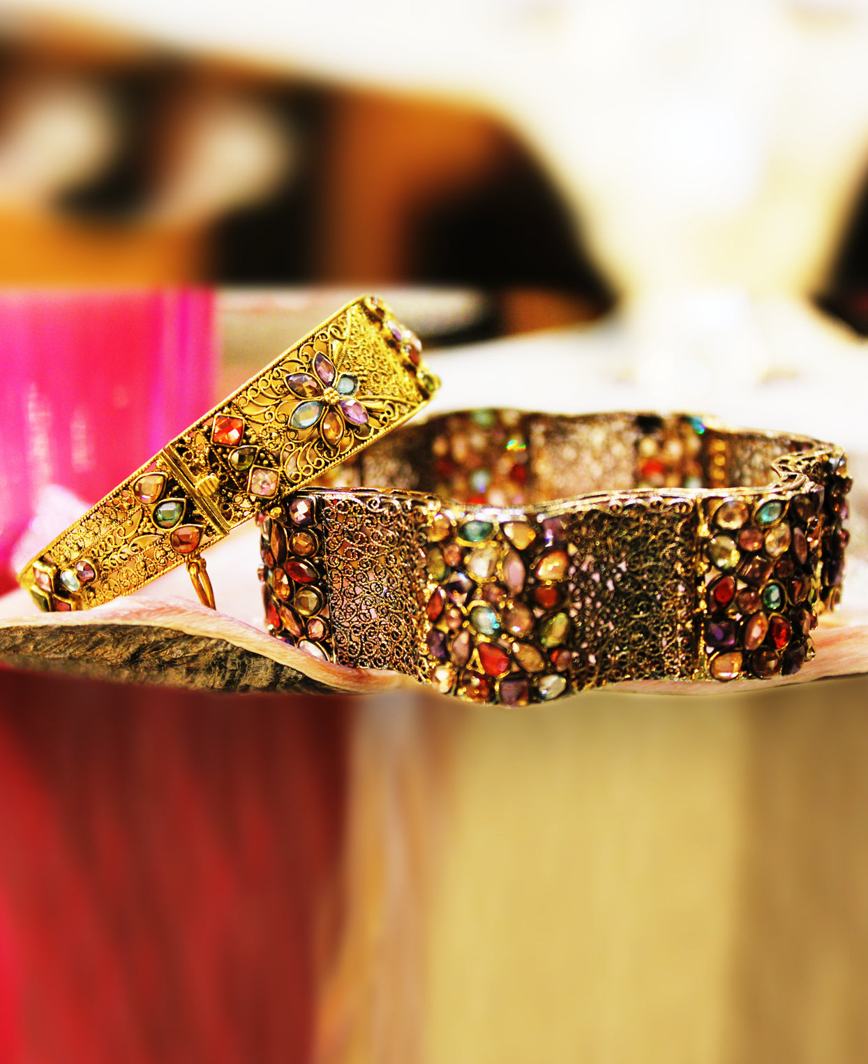 Multi colored Polki Cuffs Kara