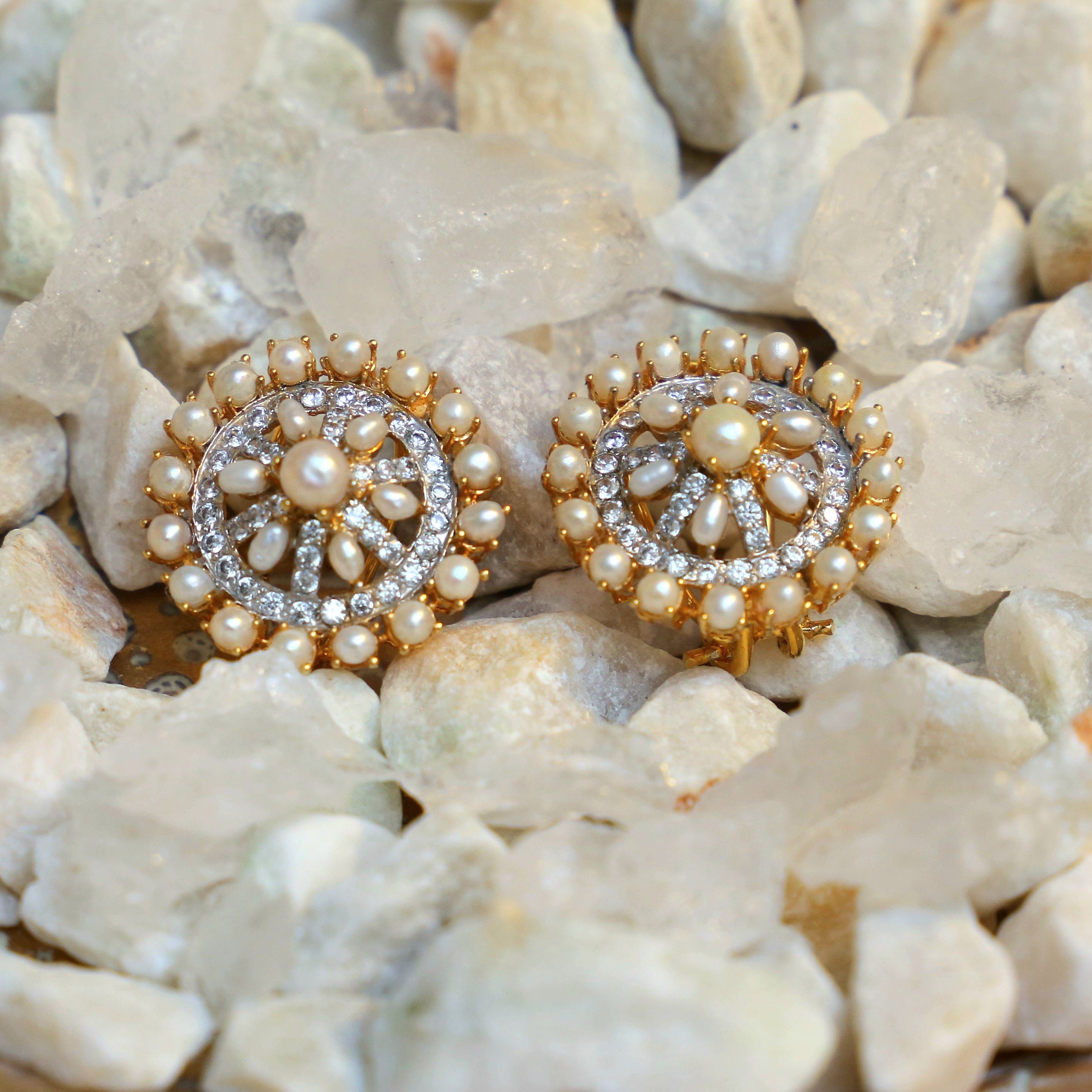 Pearl and Zircon Sphere Tops