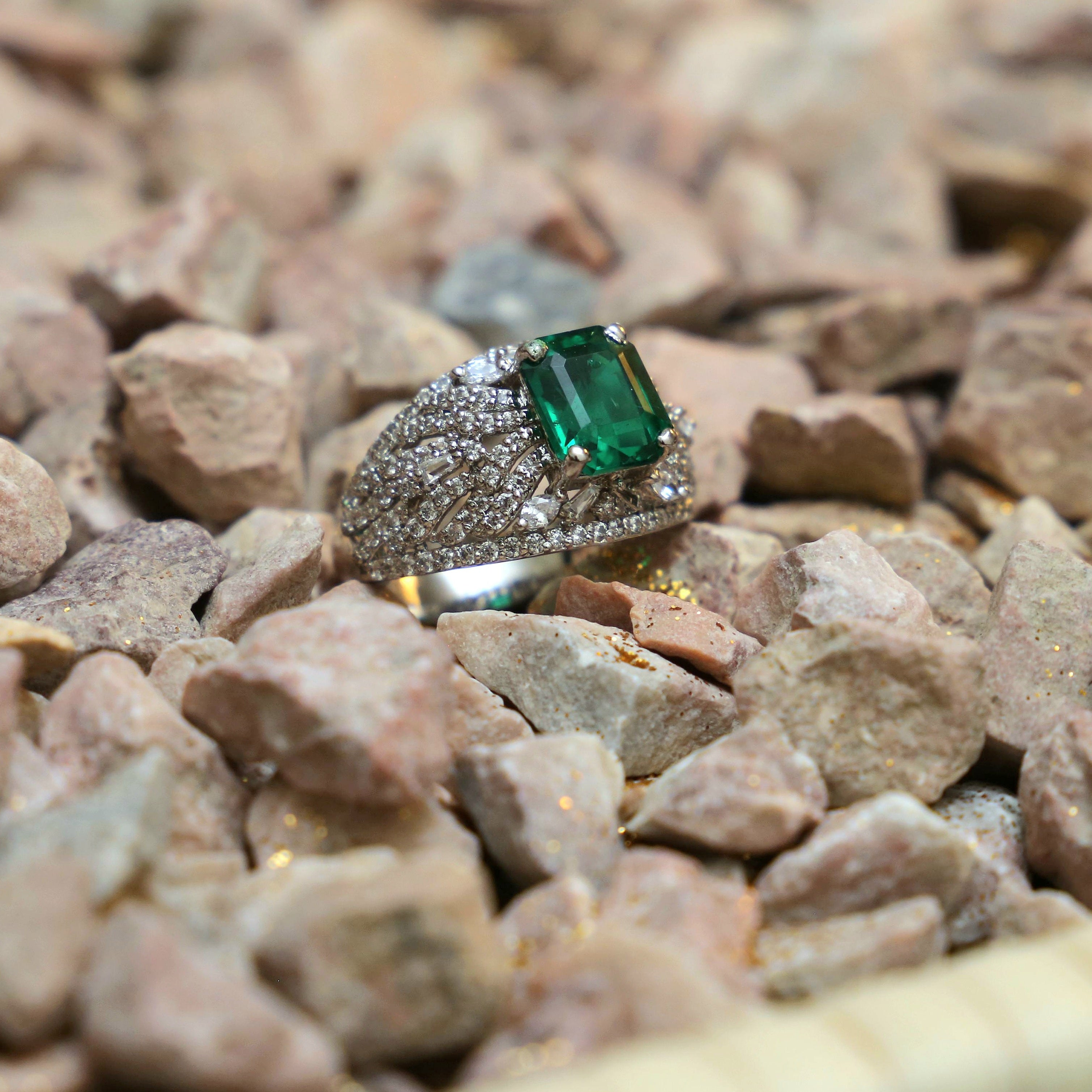 Bottle Green Baguette Ring
