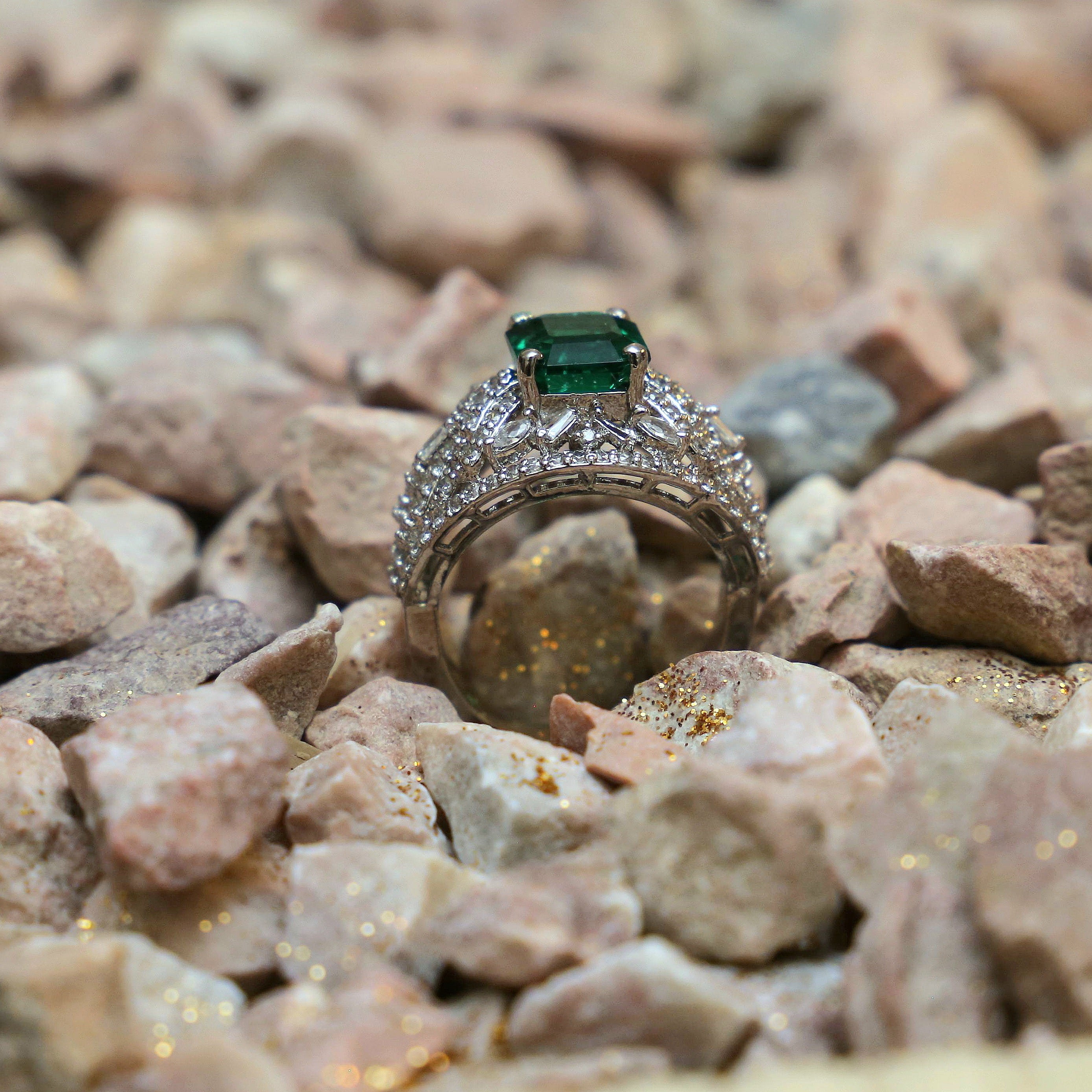 Bottle Green Baguette Ring