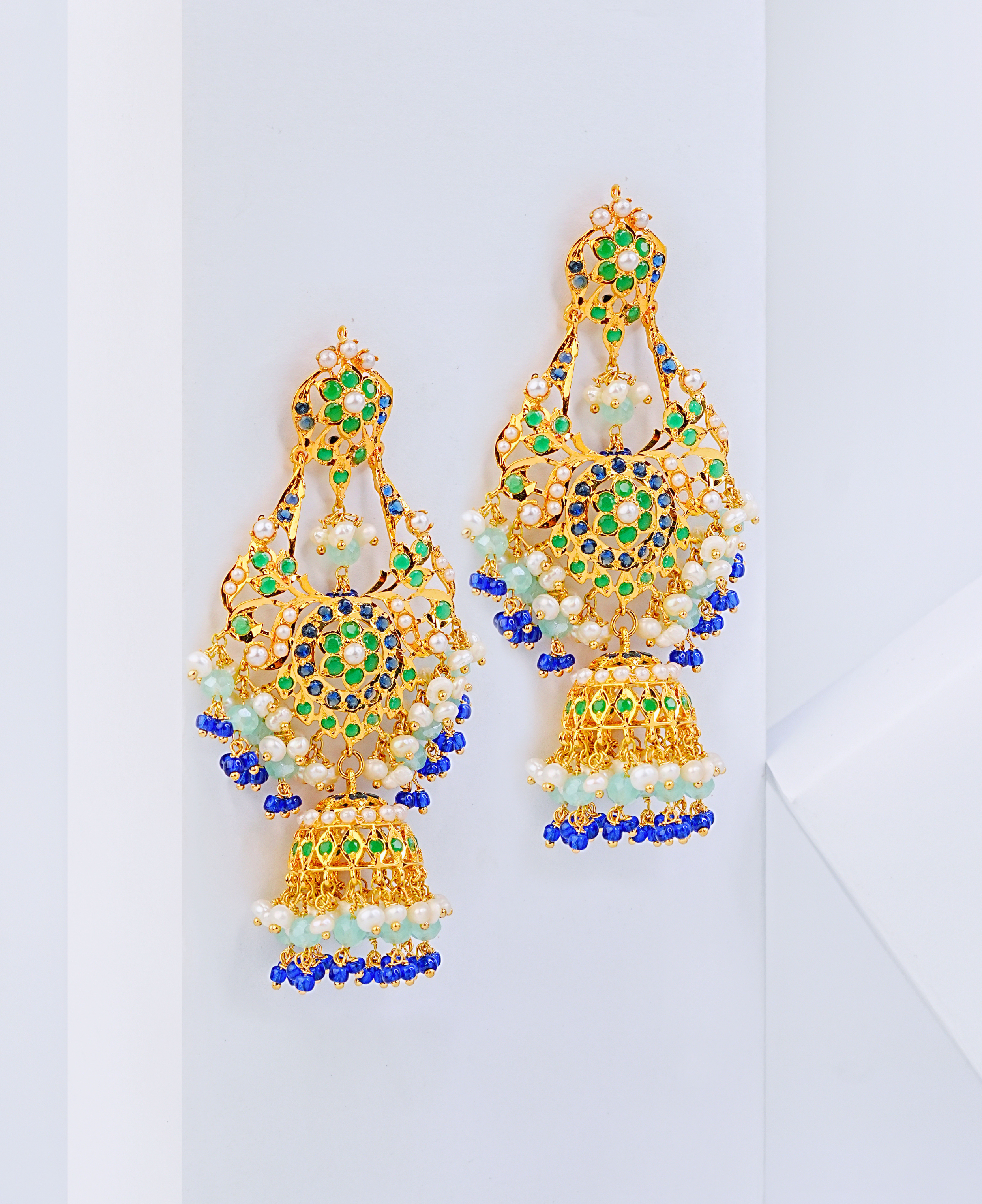 Green & Blue Hyderabadi Bali Jhumka