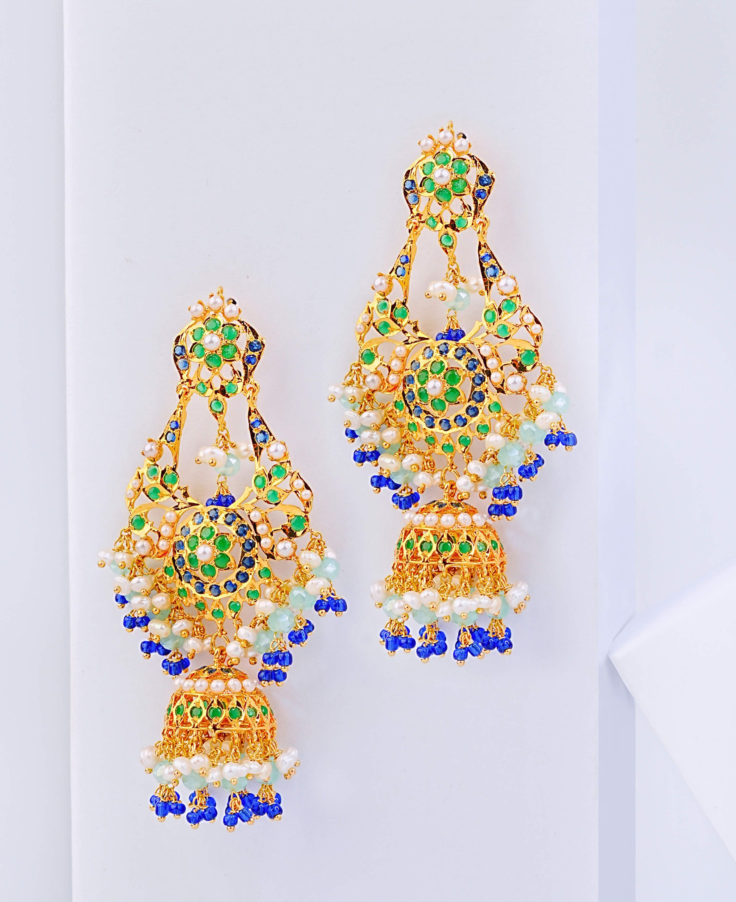 Green & Blue Hyderabadi Bali Jhumka