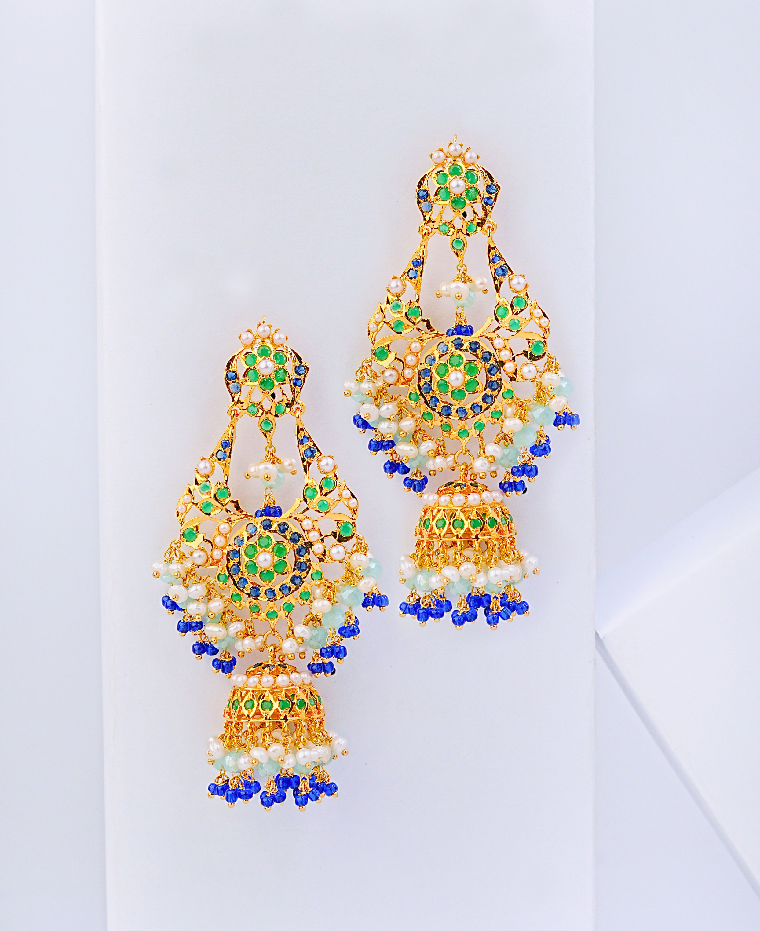 Green & Blue Hyderabadi Bali Jhumka