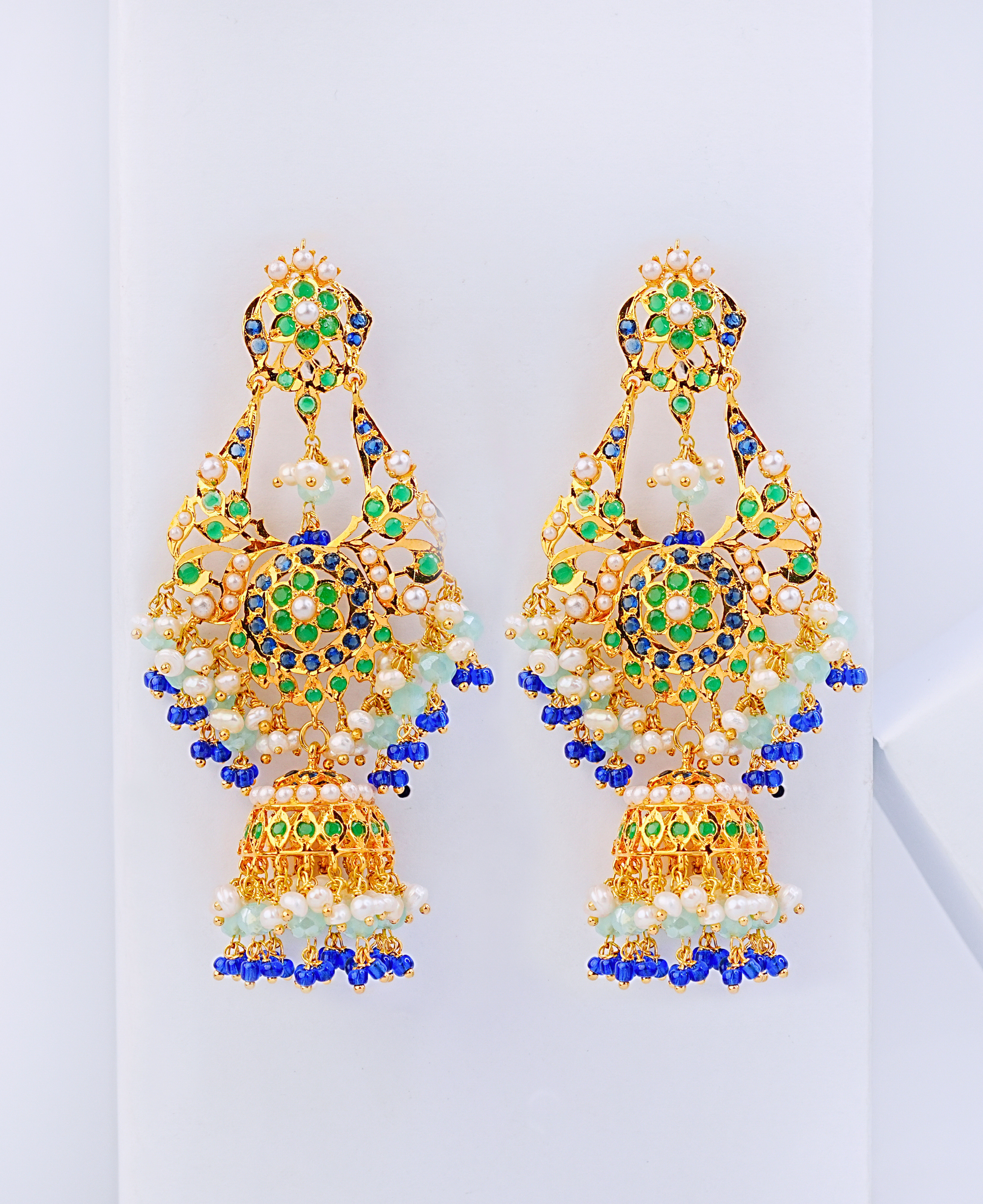 Green & Blue Hyderabadi Bali Jhumka