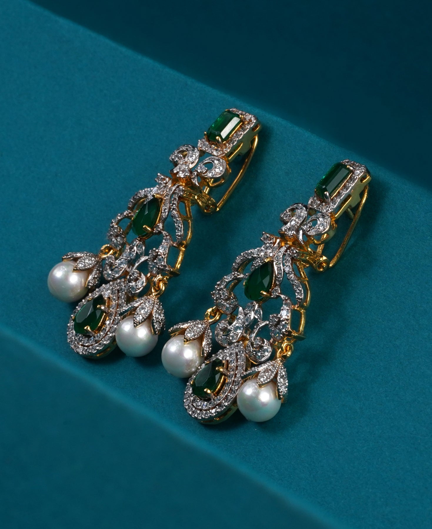 Emerald and Pearl Princess Earrings