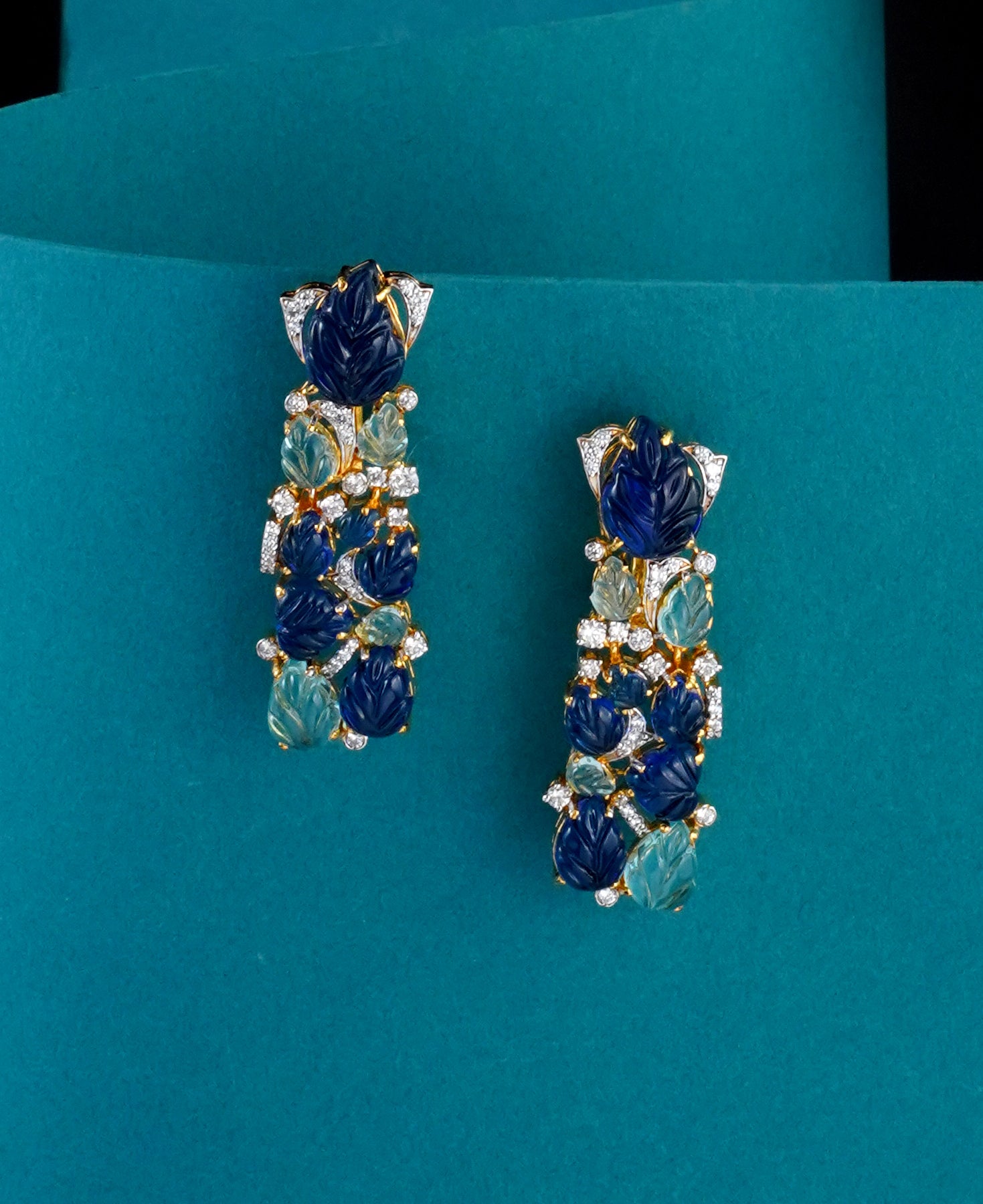 Carved Shades of Blue Earrings