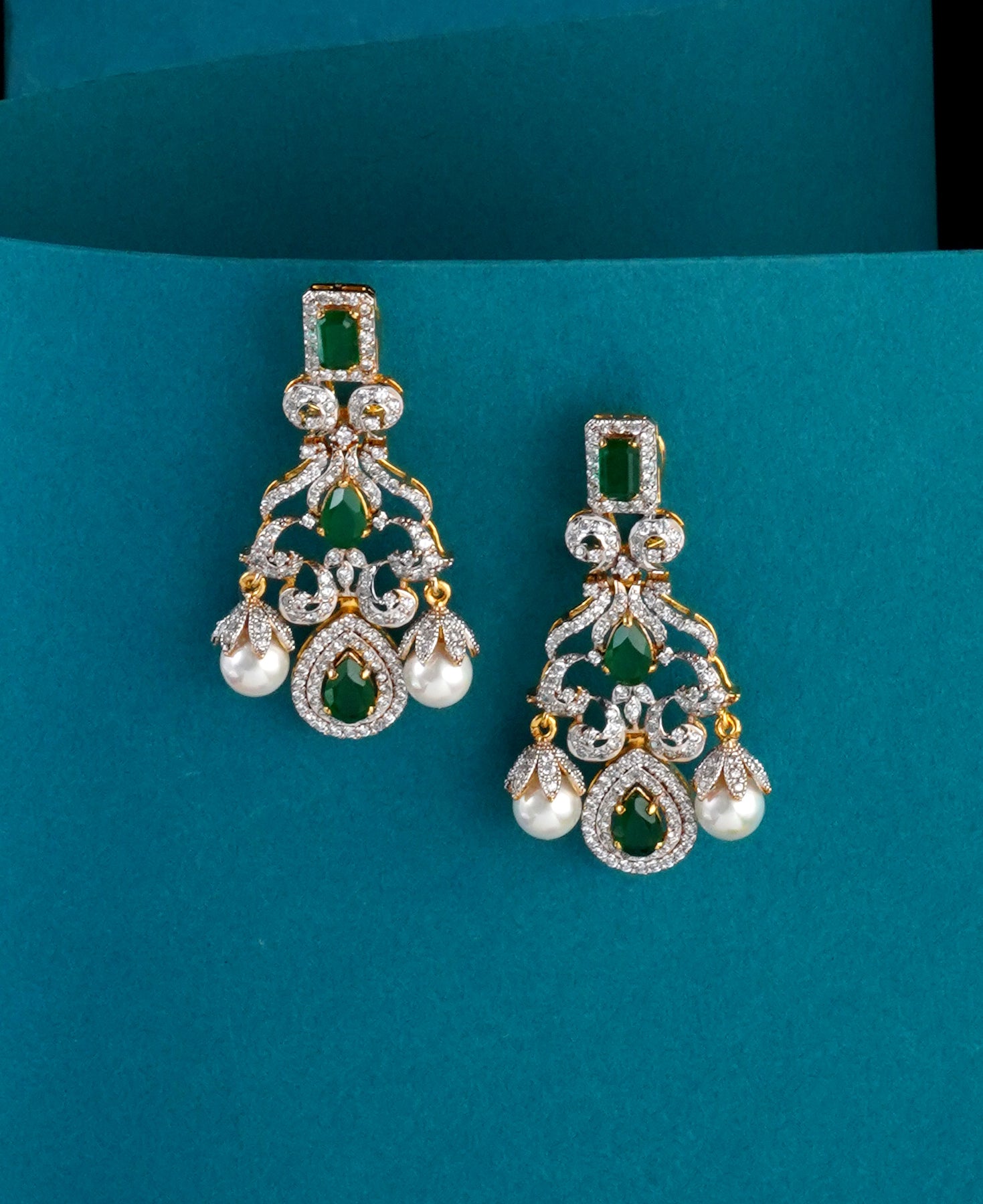 Emerald and Pearl Princess Earrings