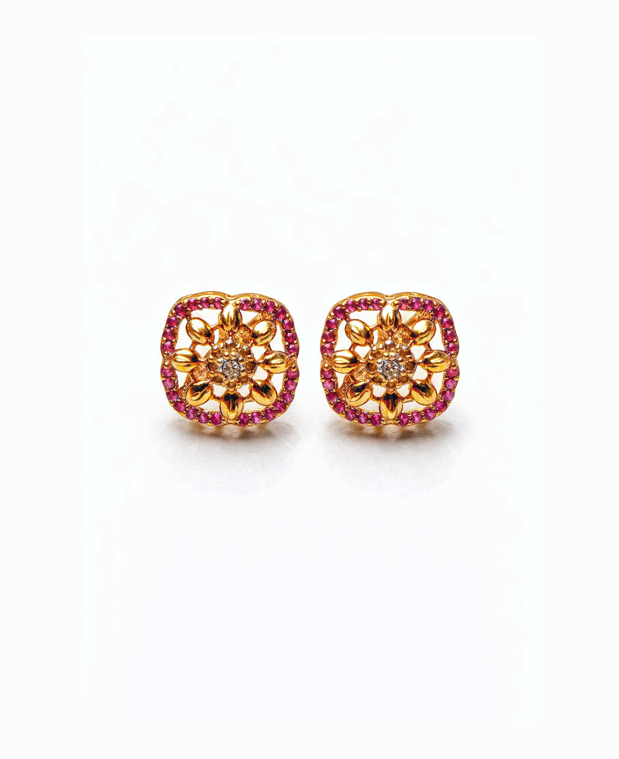Gold Garnet Studs