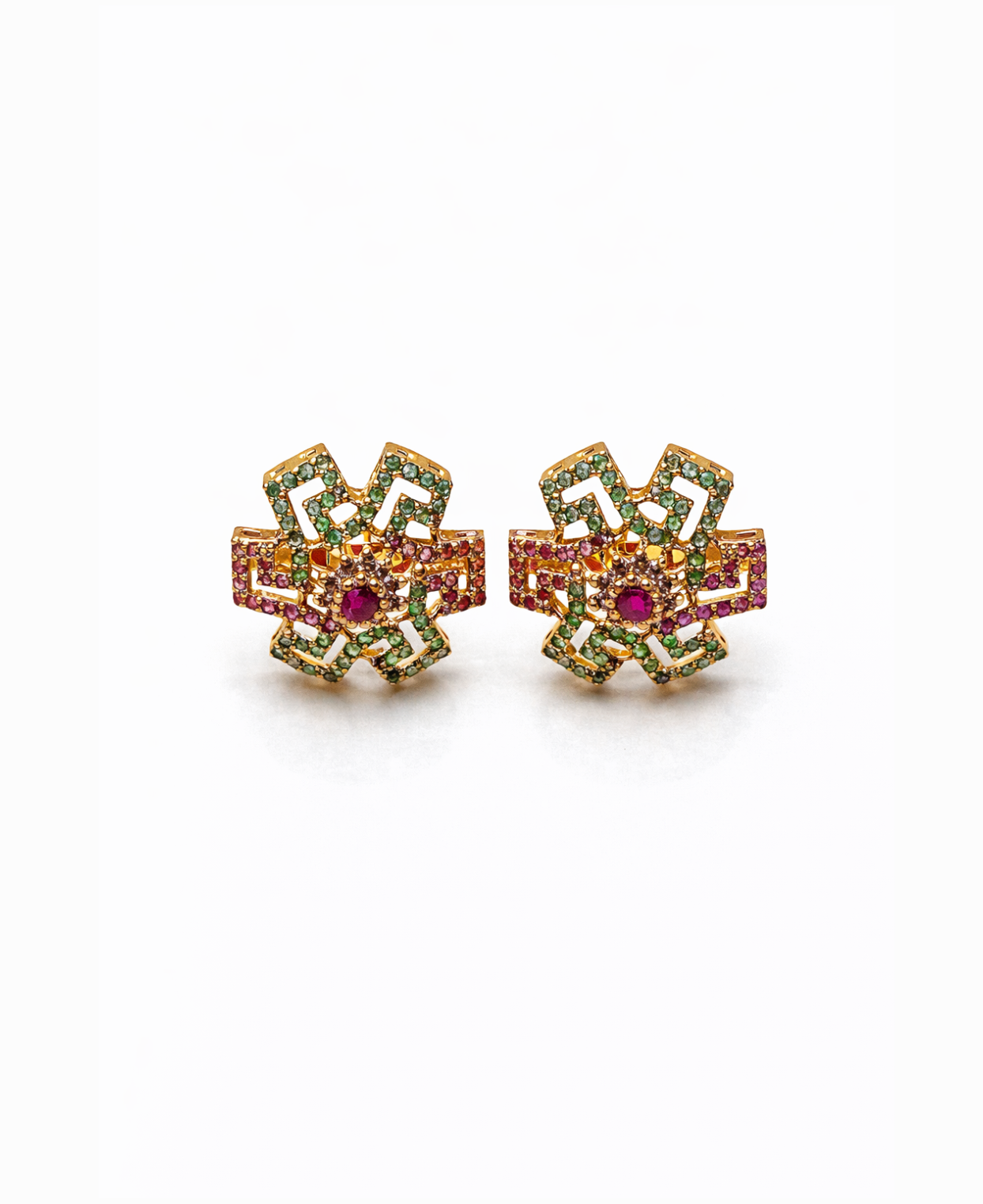 Champagne Ruby Green Studs