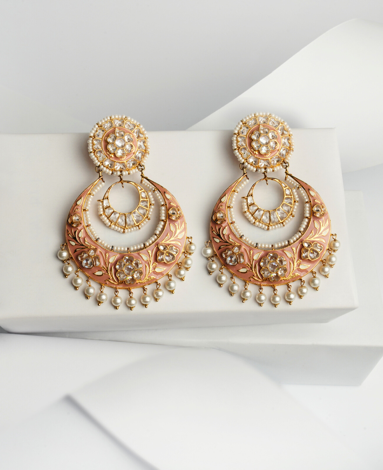 Powder Pink Meena Polki Bali