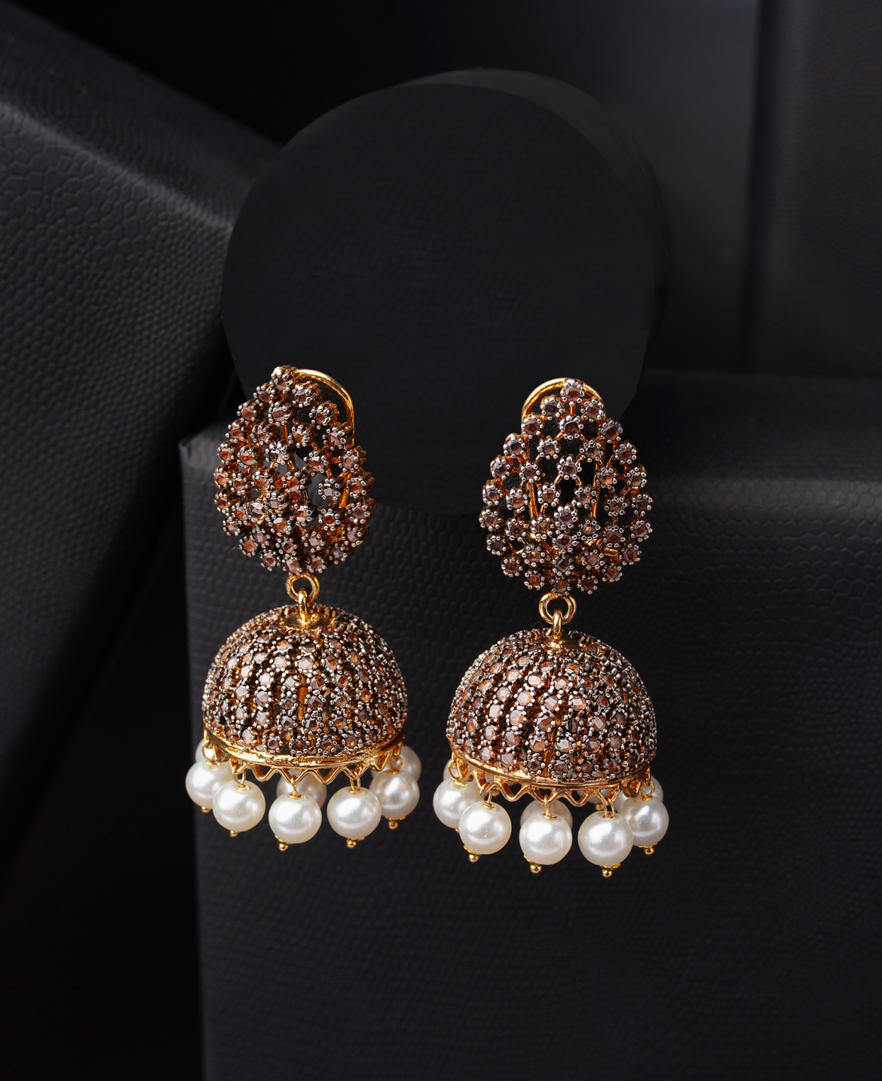 Coffee Drop Pearl Jhumkas
