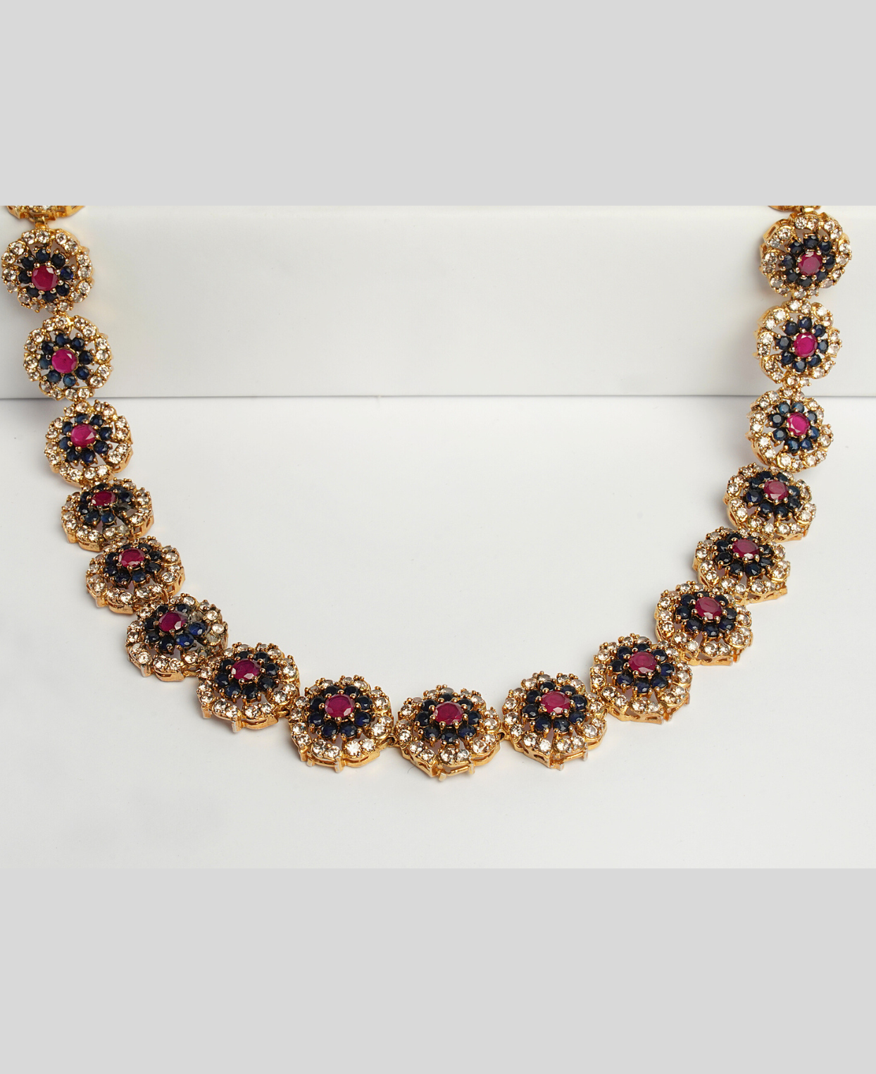 Ruby Sapphire Polki String Maala