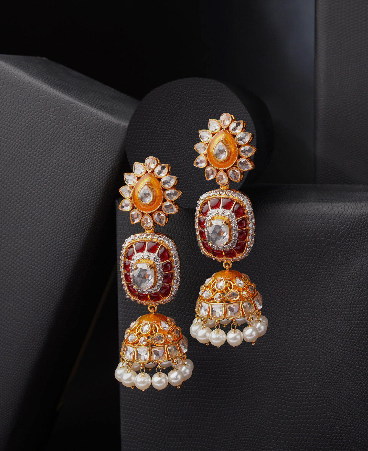 Polki Ruby Meena Jhumka