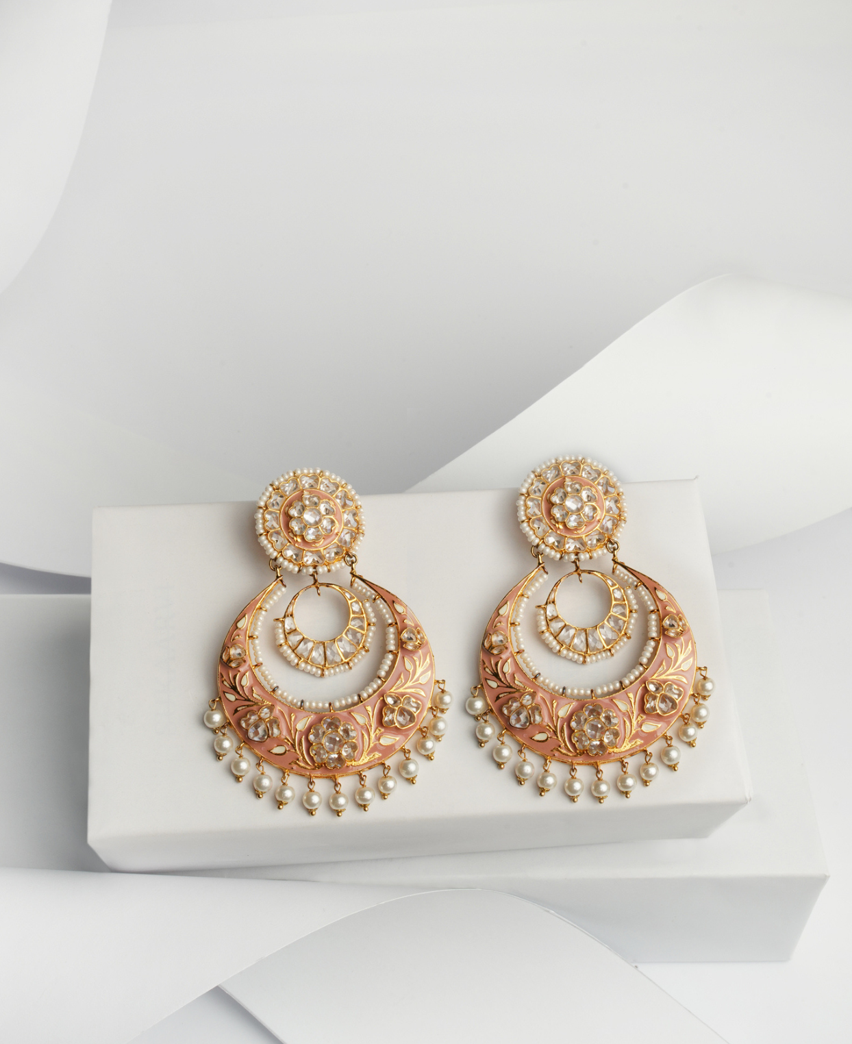 Powder Pink Meena Polki Bali