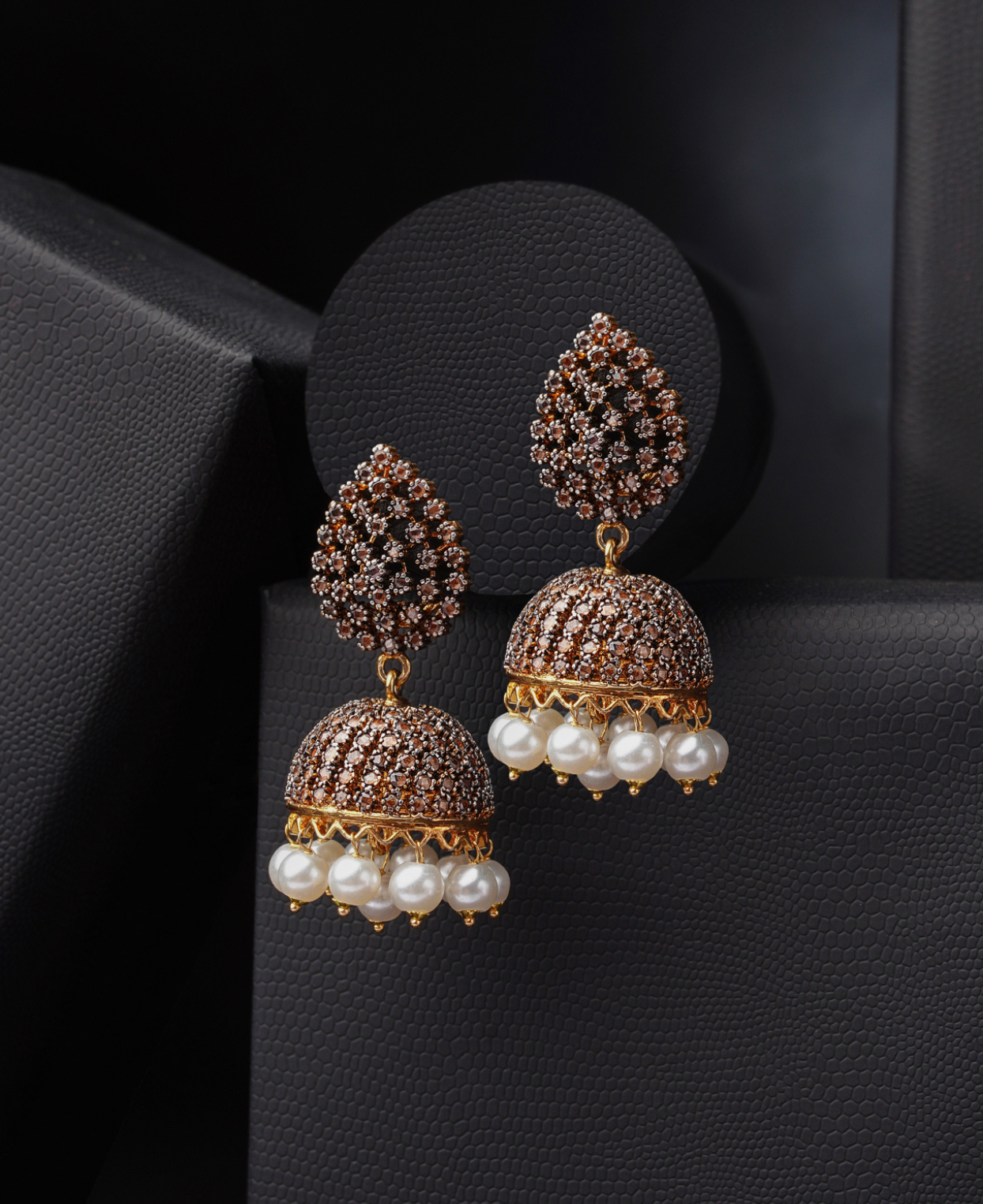 Coffee Drop Pearl Jhumkas