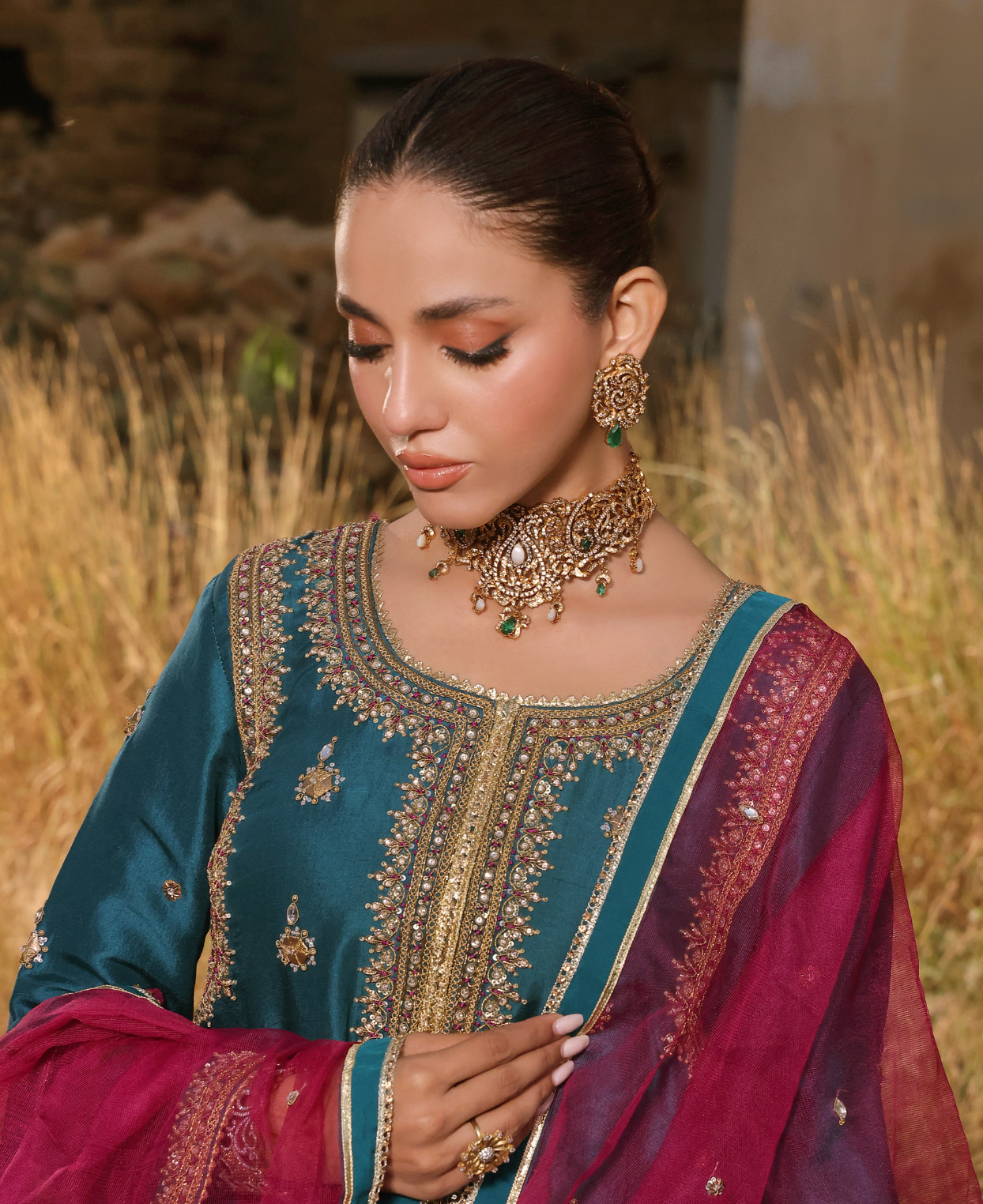 Raani Zevar Emerald Choker Set