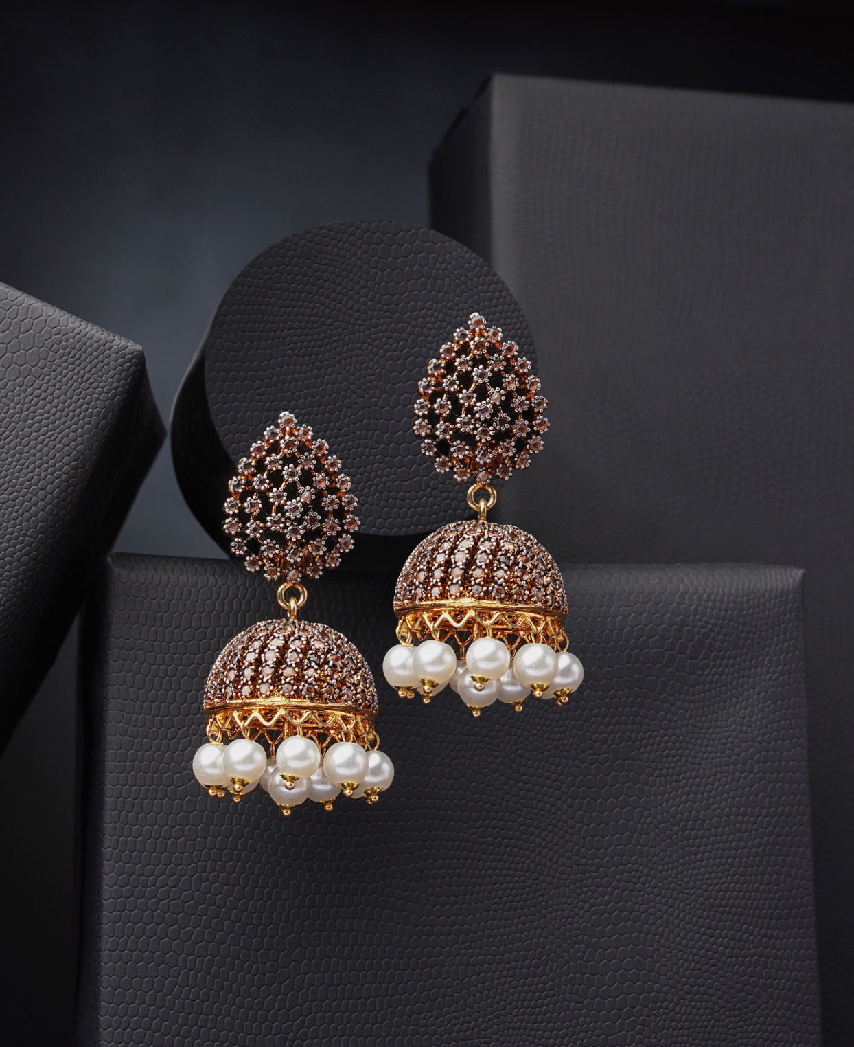 Coffee Drop Pearl Jhumkas