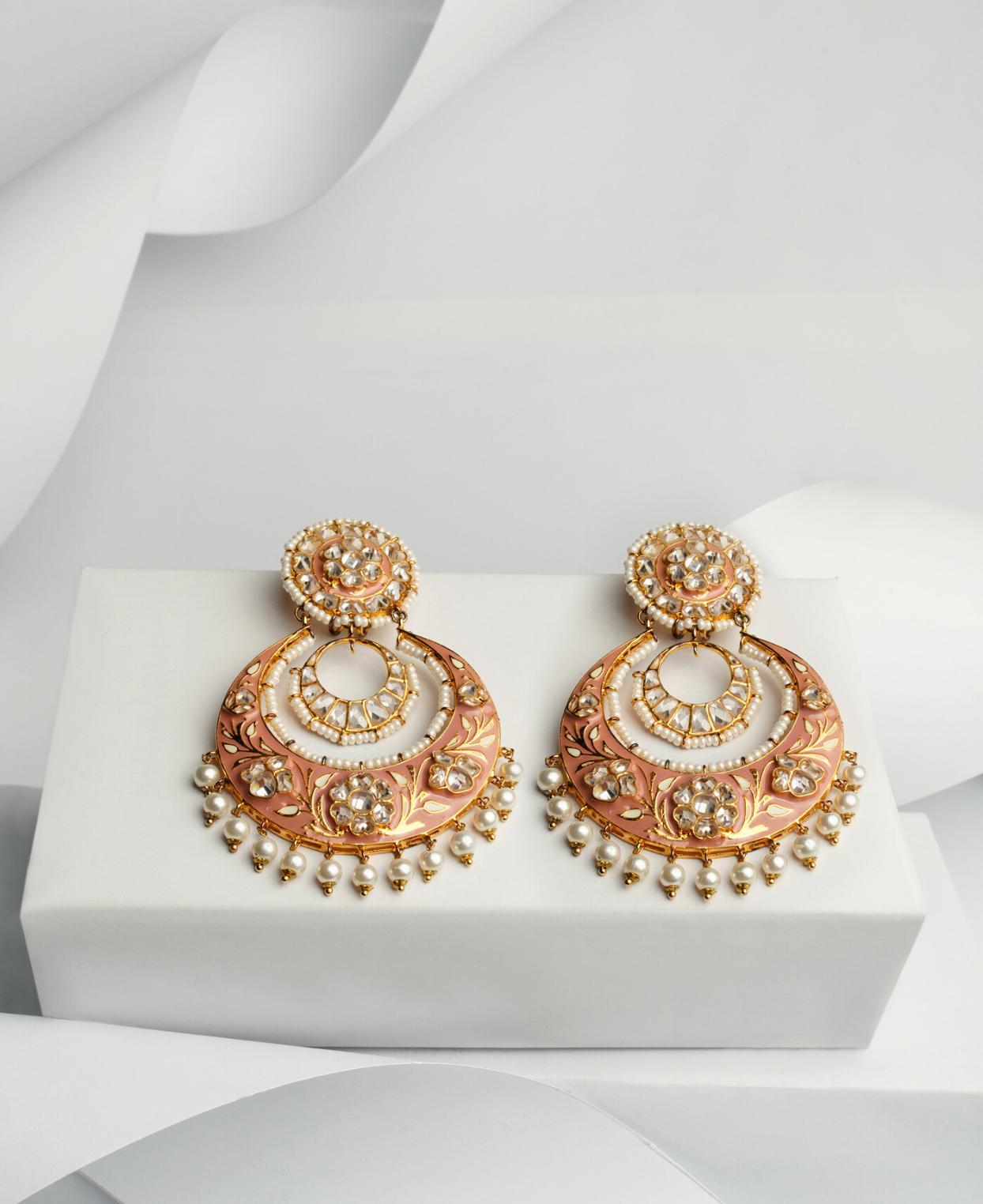 Powder Pink Meena Polki Bali