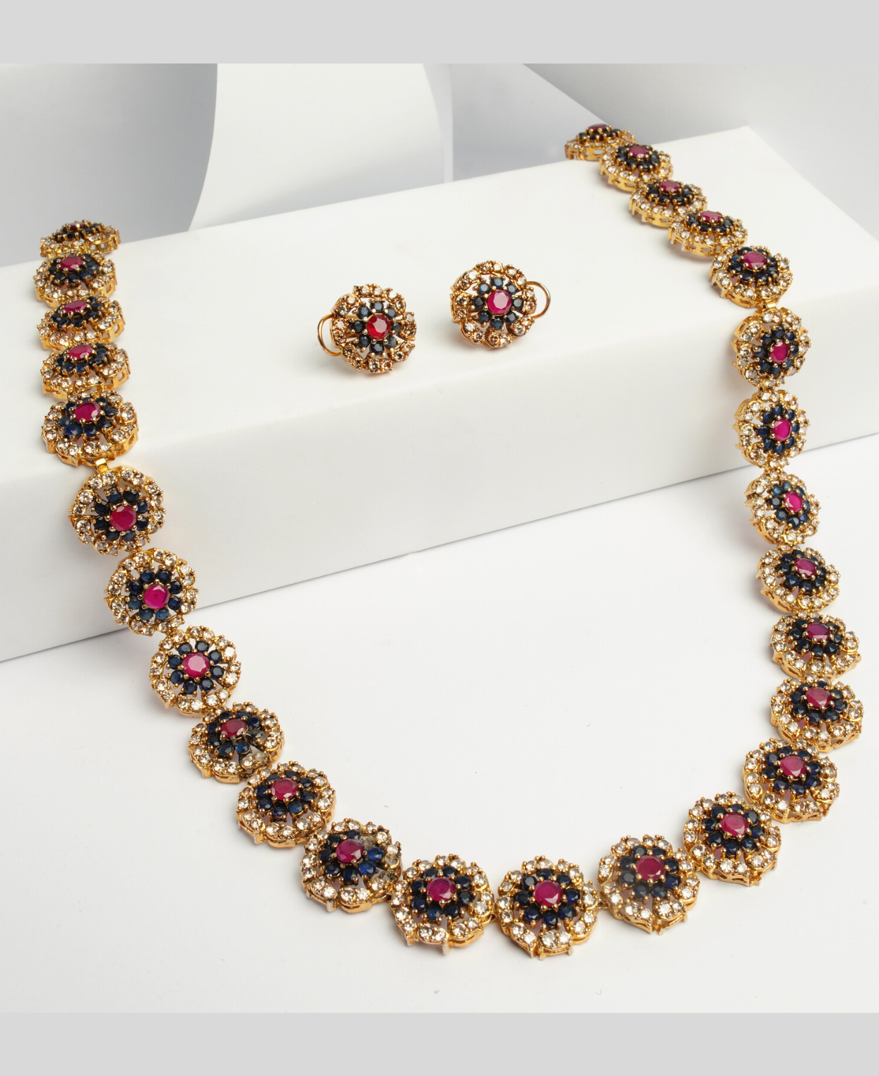 Ruby Sapphire Polki String Maala