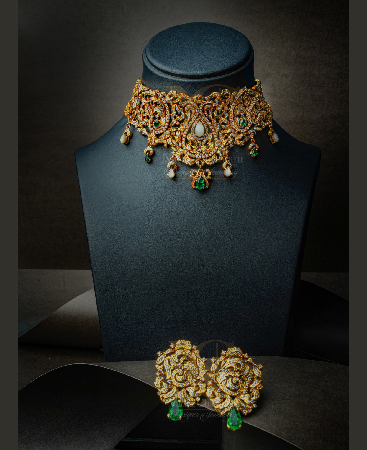 Raani Zevar Emerald Choker Set