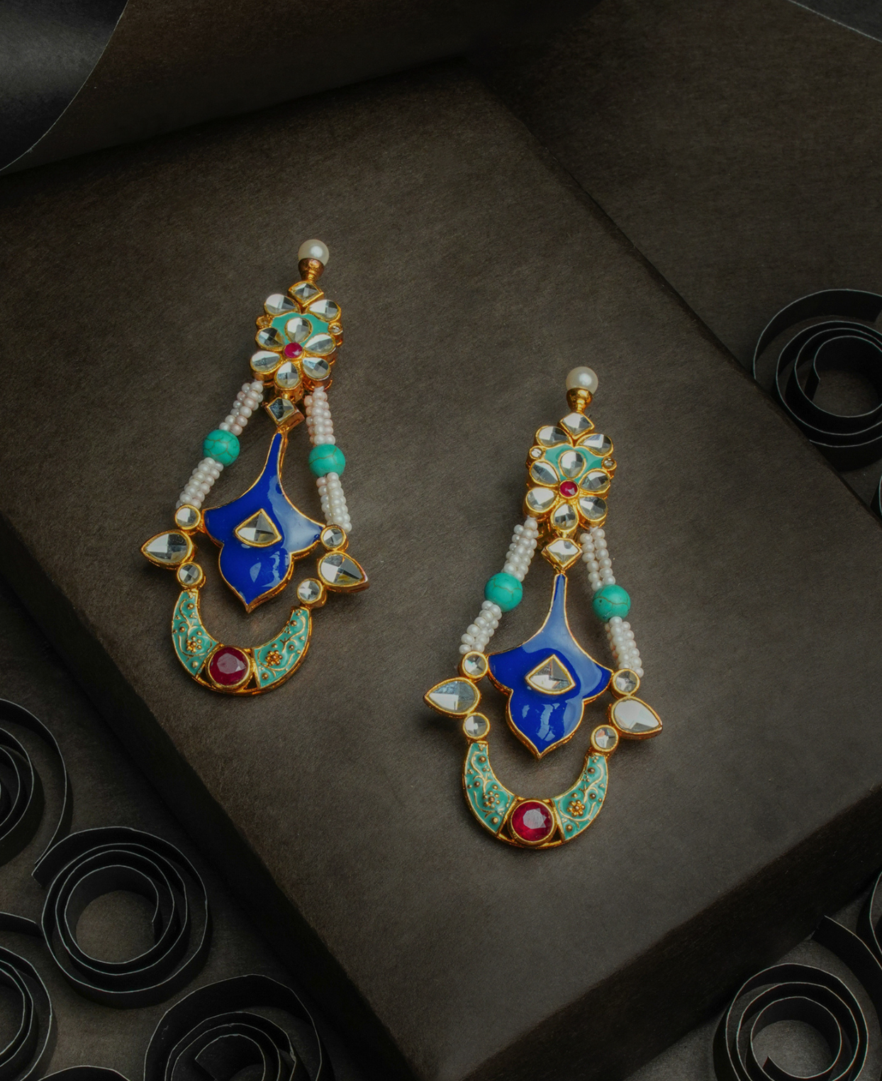 Kundan Blue Red Meena ER