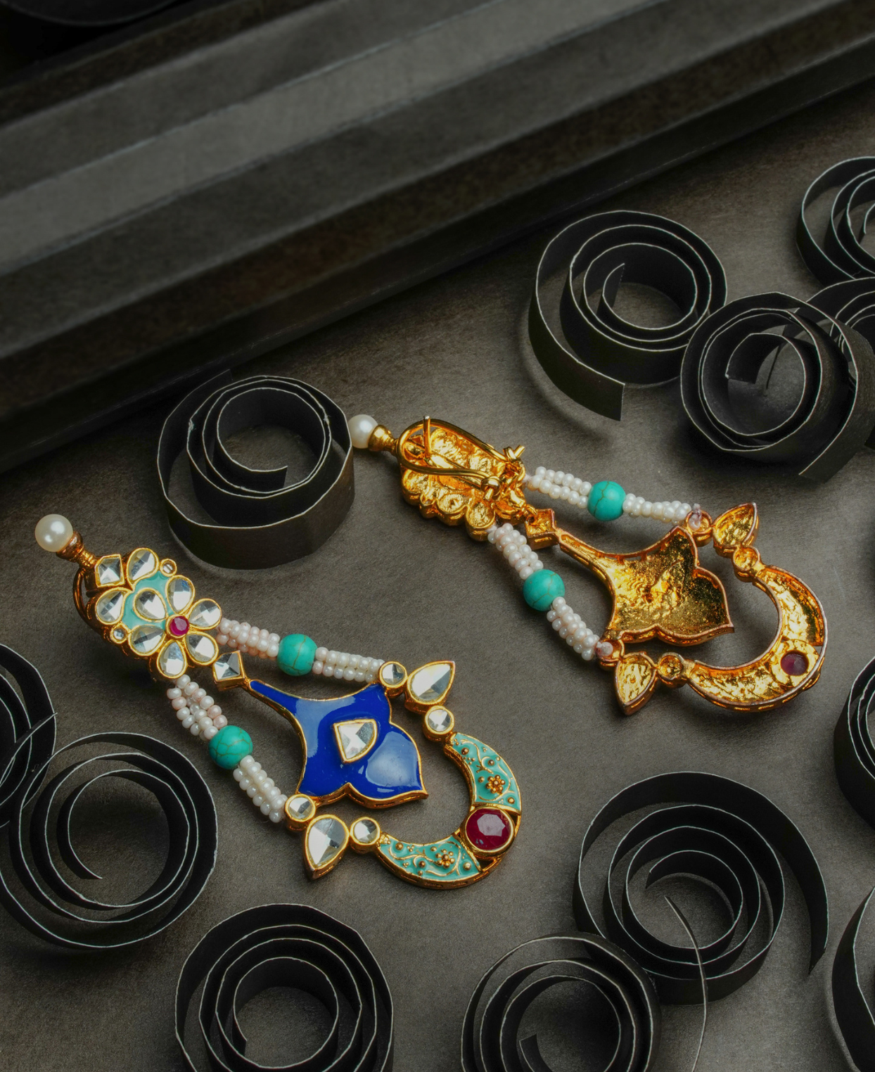 Kundan Blue Red Meena ER