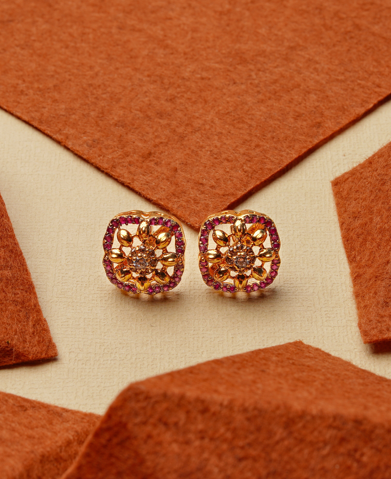 Gold Garnet Studs