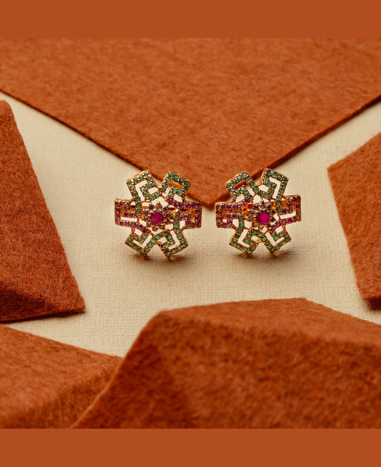 Champagne Ruby Green Studs