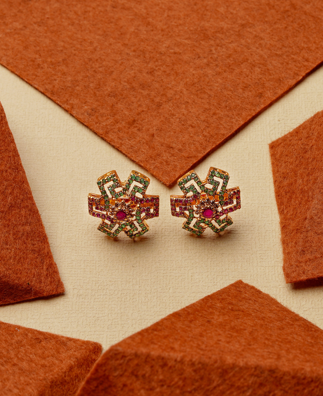 Champagne Ruby Green Studs