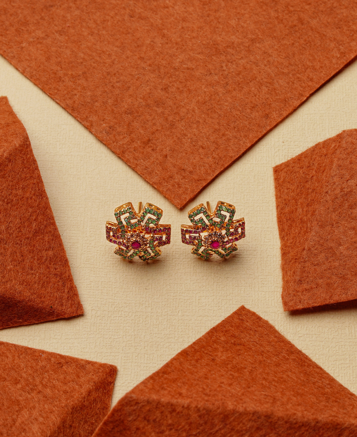 Champagne Ruby Green Studs