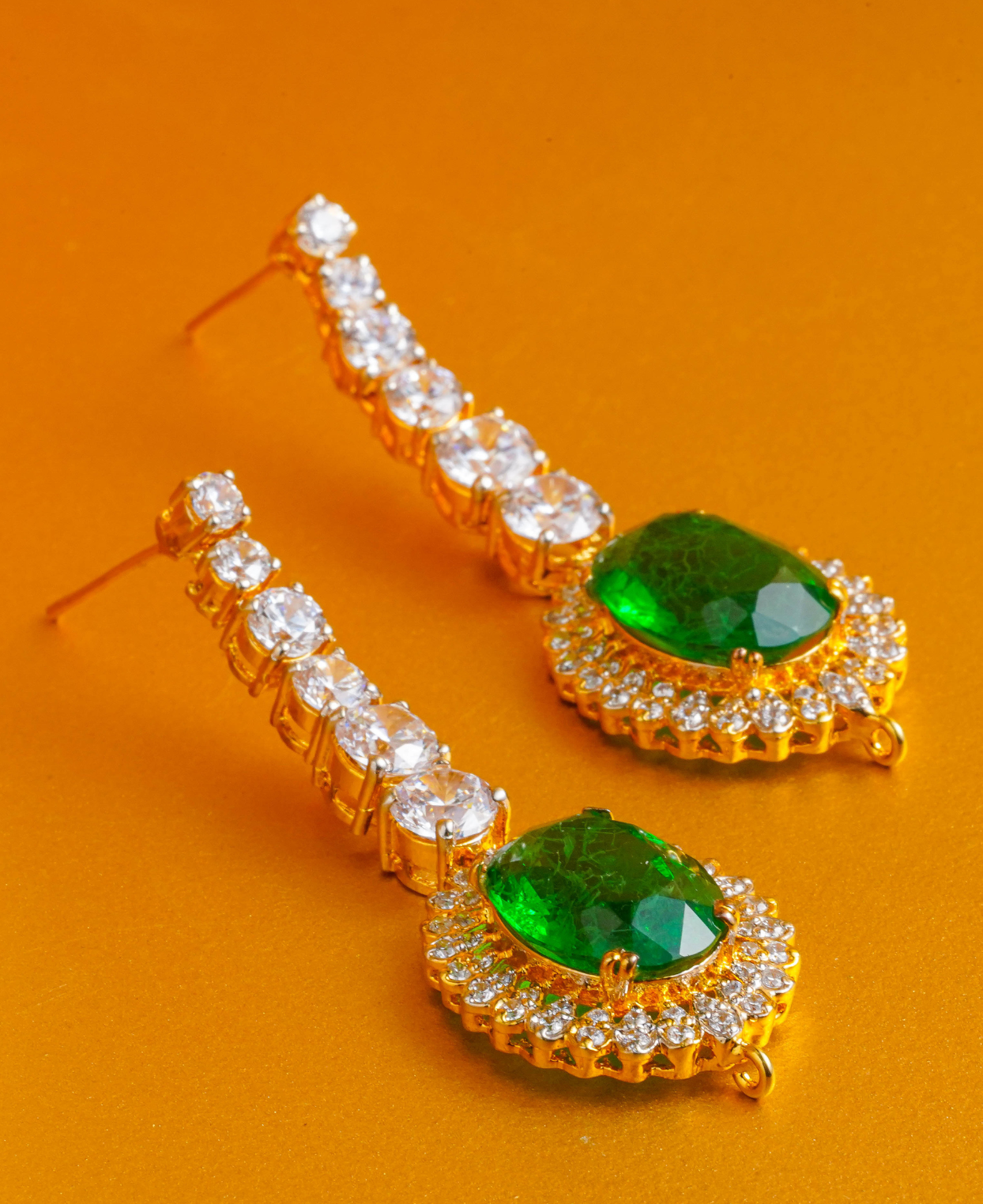 Zircon Green Solitaire Earrings