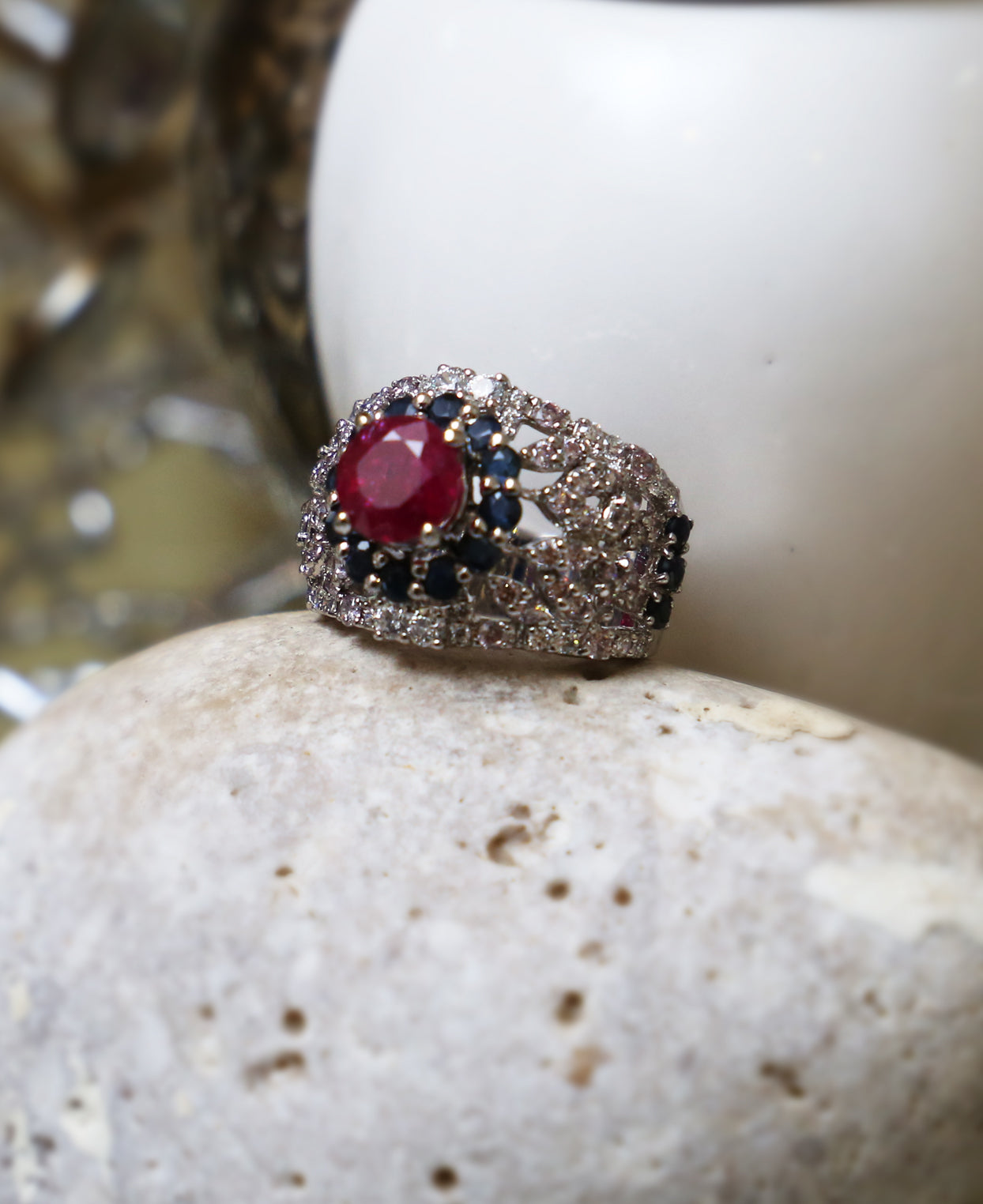 Zircon Ruby Sapphire Ring