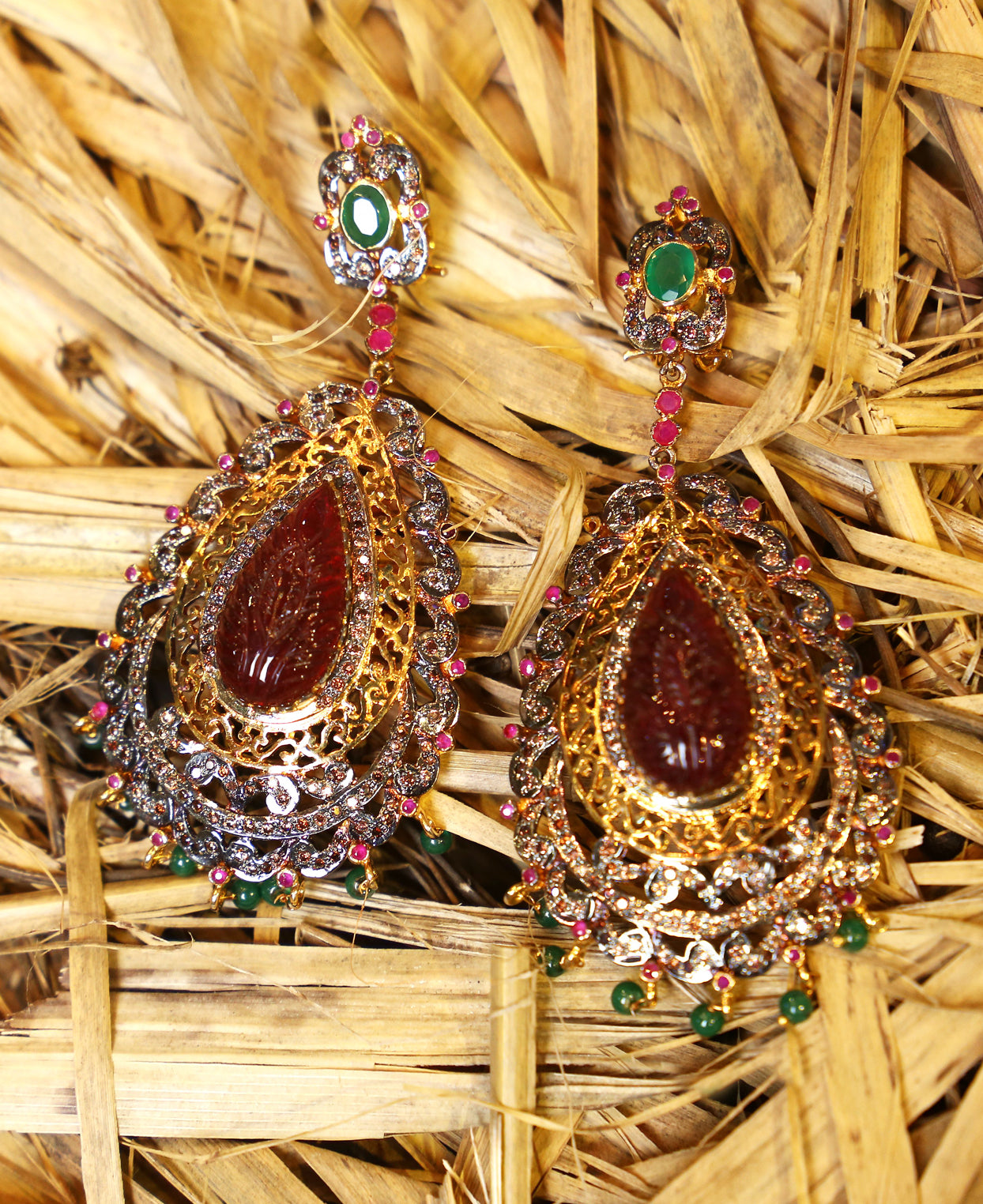 Carved Polki Earrings