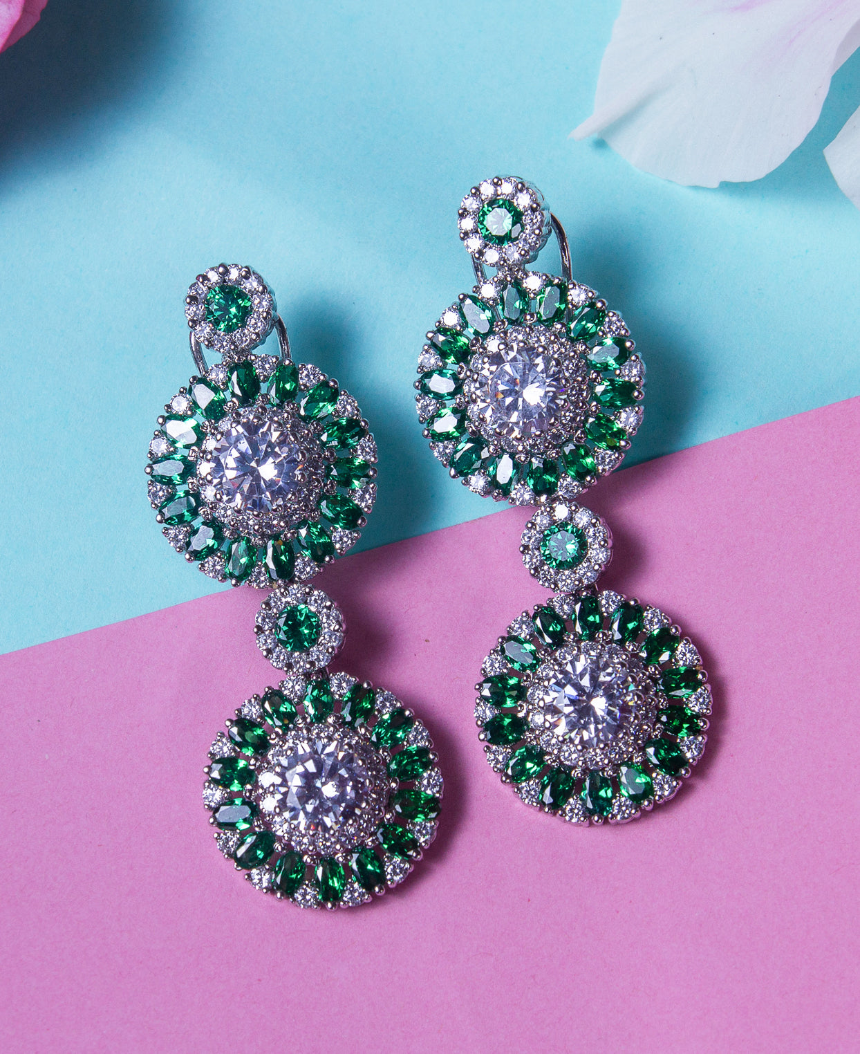 Emerald Colored Zircon Earrings