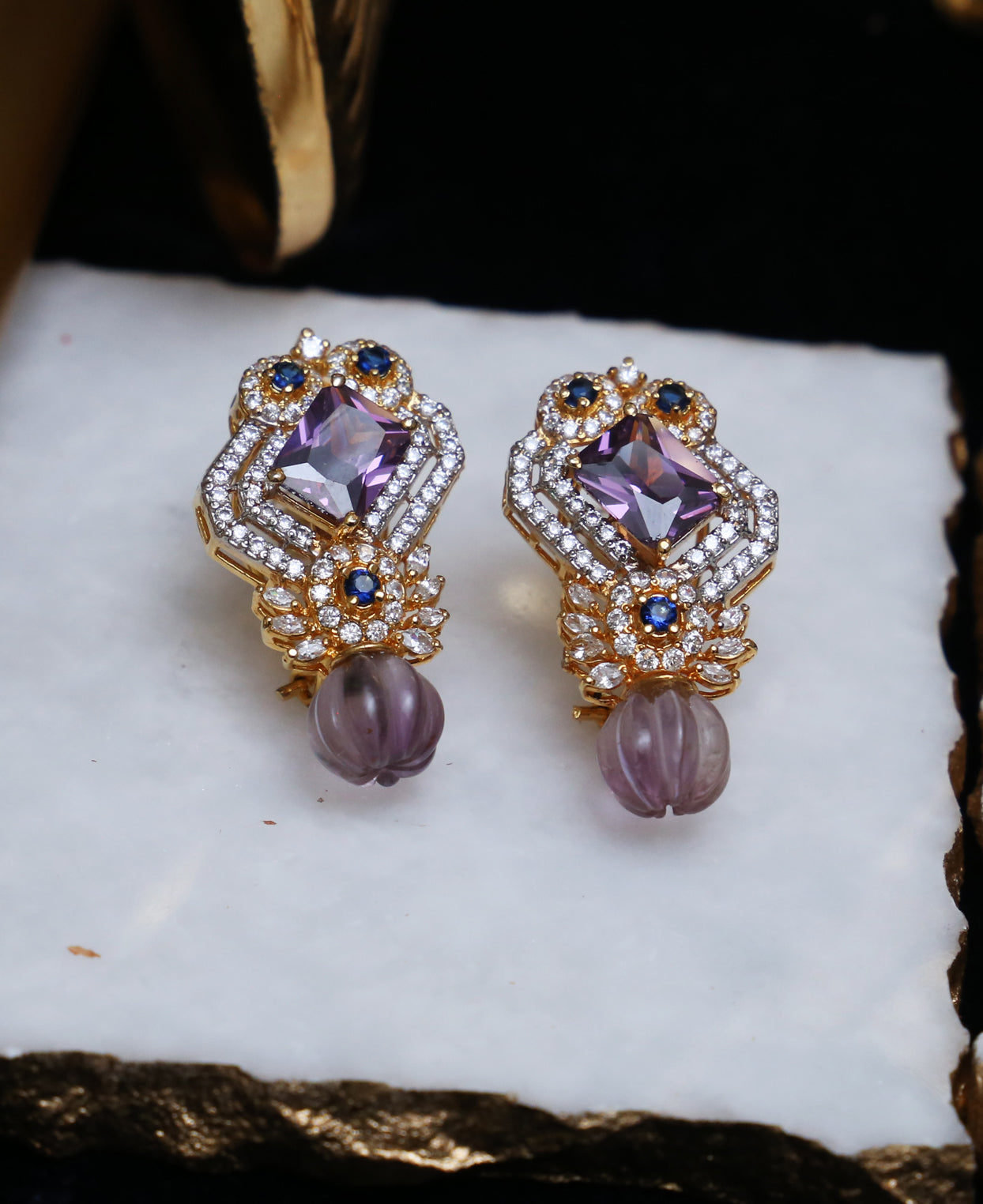 Purple Quartz Earrings Studs