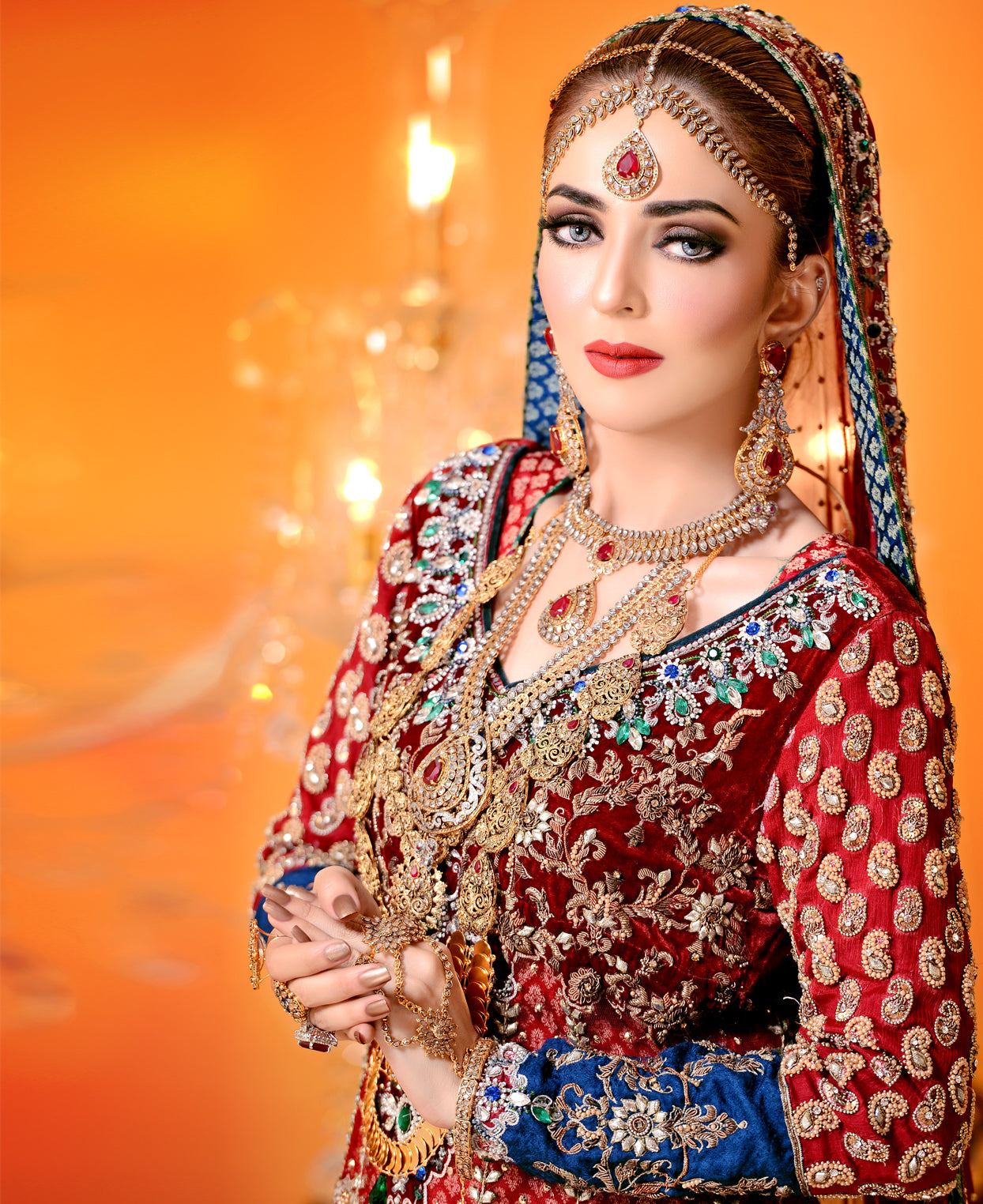 The Royal Tale - Two layered Classic Bridal Set in treated rubies and polki Art work