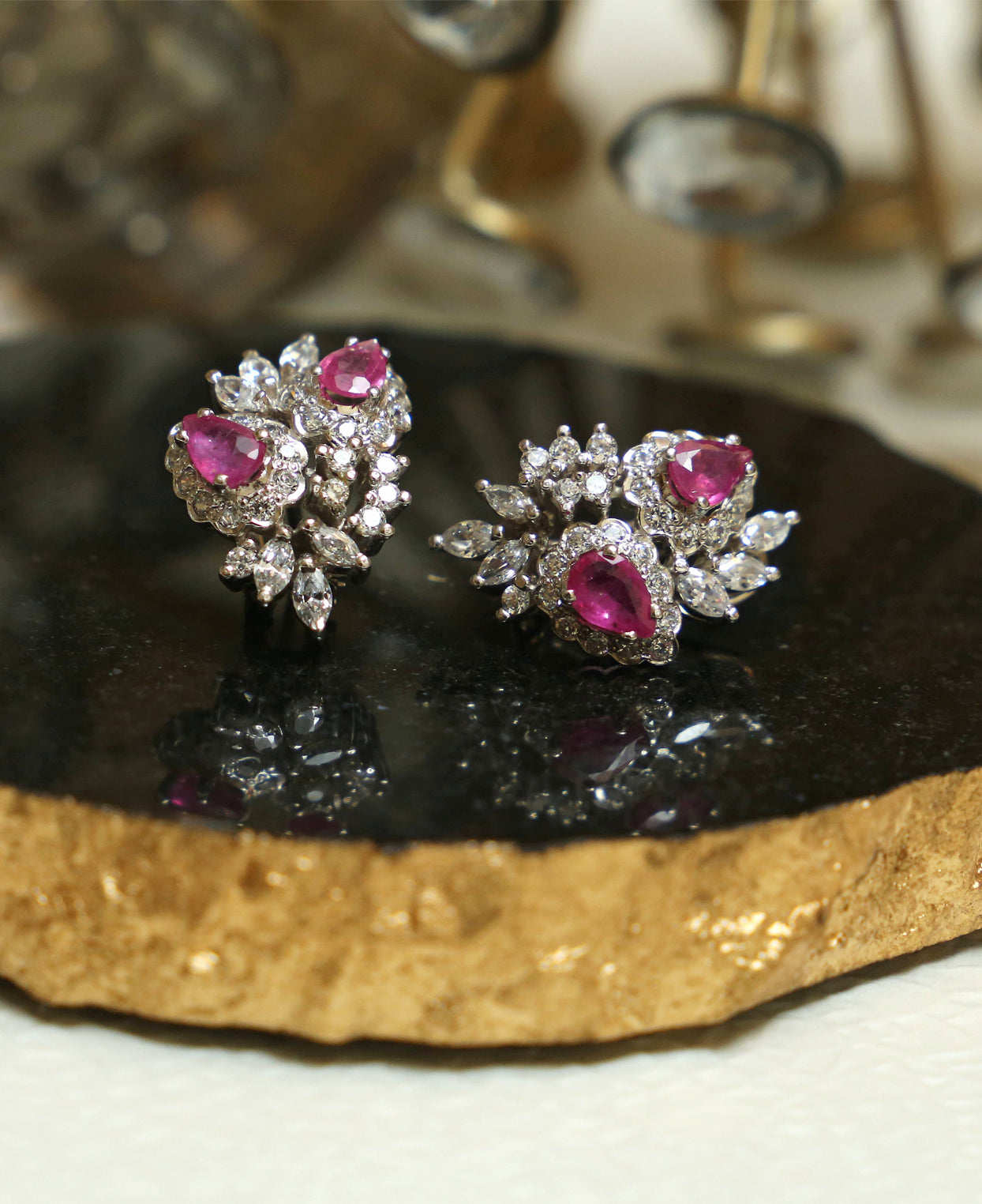 Zircon and Ruby studs 2